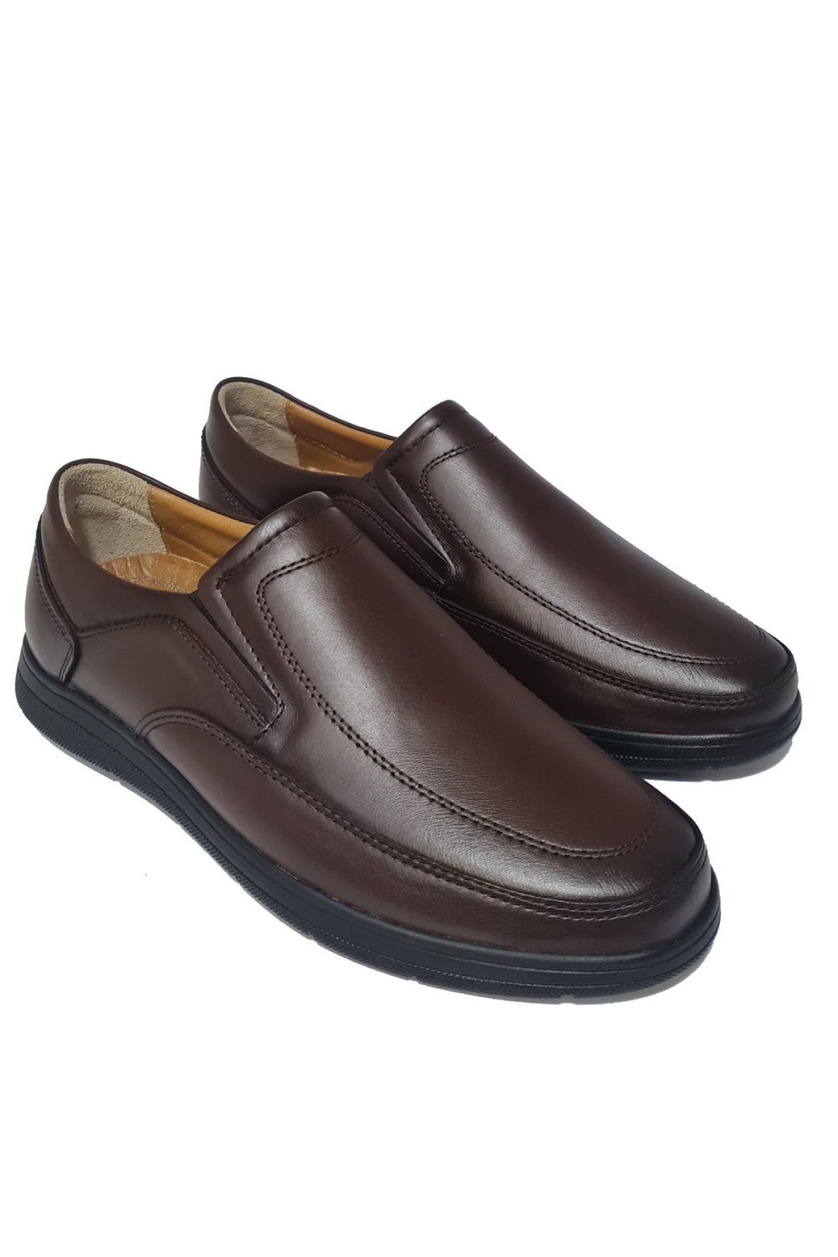 Bağcıksız Hakiki Deri Dikişli Model Erkek Günlük Konfor Ayakkabı AY-970-Y - Görsel 4