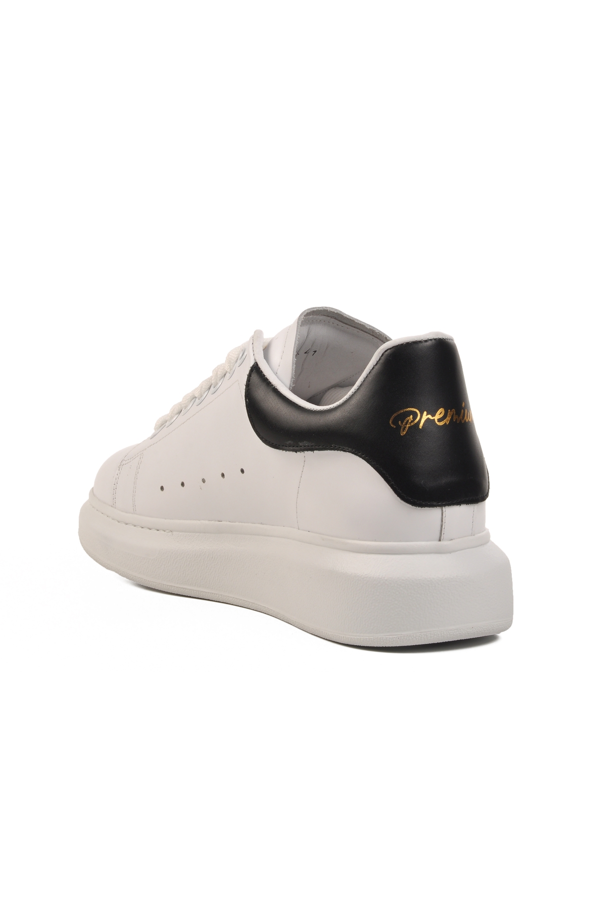 Beyaz Siyah Hakiki Deri Erkek Sneaker Premium 02028 M - Görsel 5
