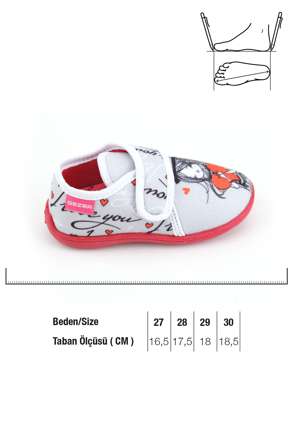 Kışlık Kız Çocuk Cırt Cırtlı Ayarlanabilir Rahat Taban Panduf Ev Kreş Ayakkabı - Görsel 6