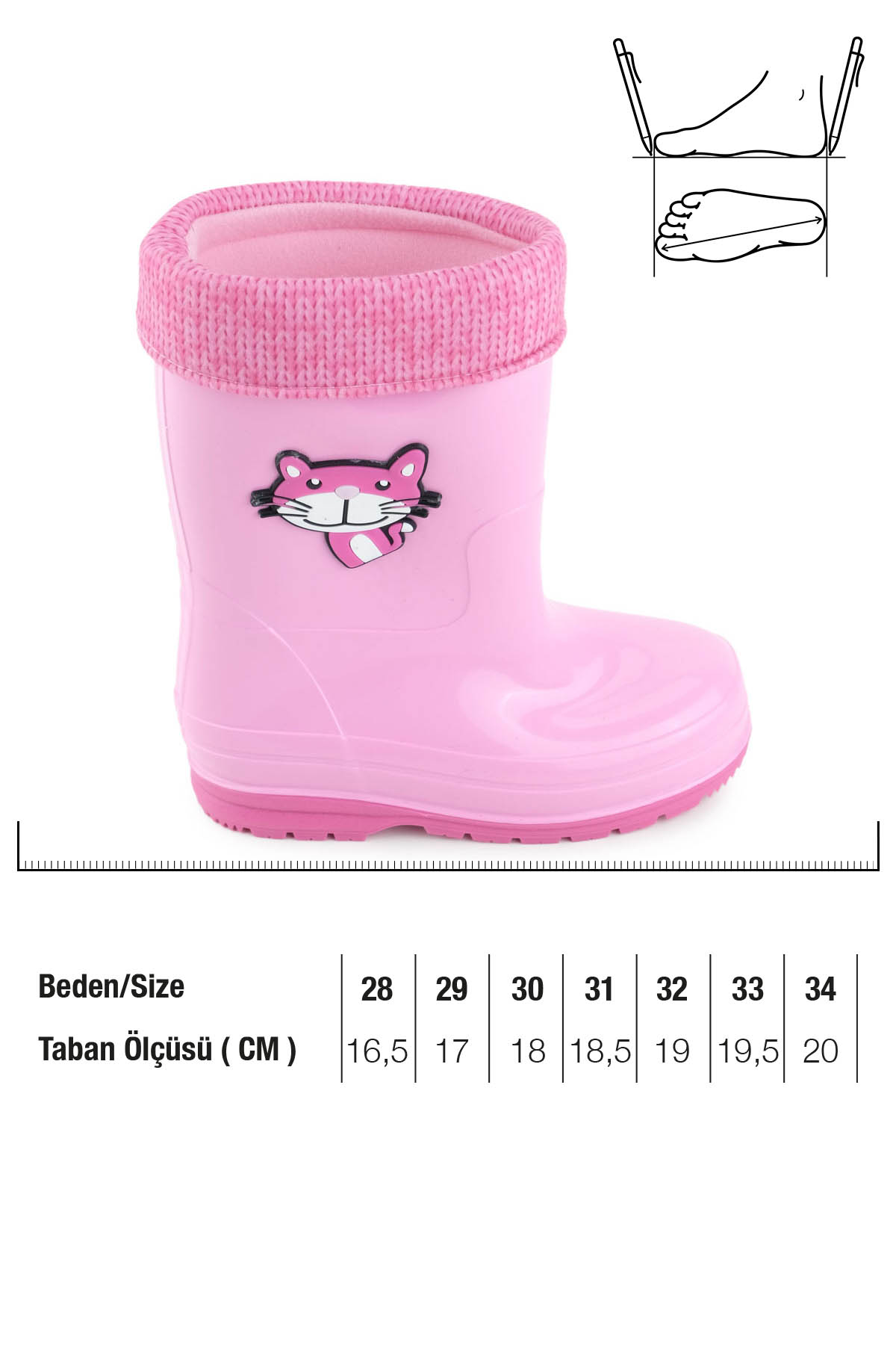 Gezer Gezer Pembe Kız Çocuk Kışlık PVC İçi Sıcak Astarlı Su Geçirmez Yağmur Bot Çizme | Flo Pembe - 4. görsel