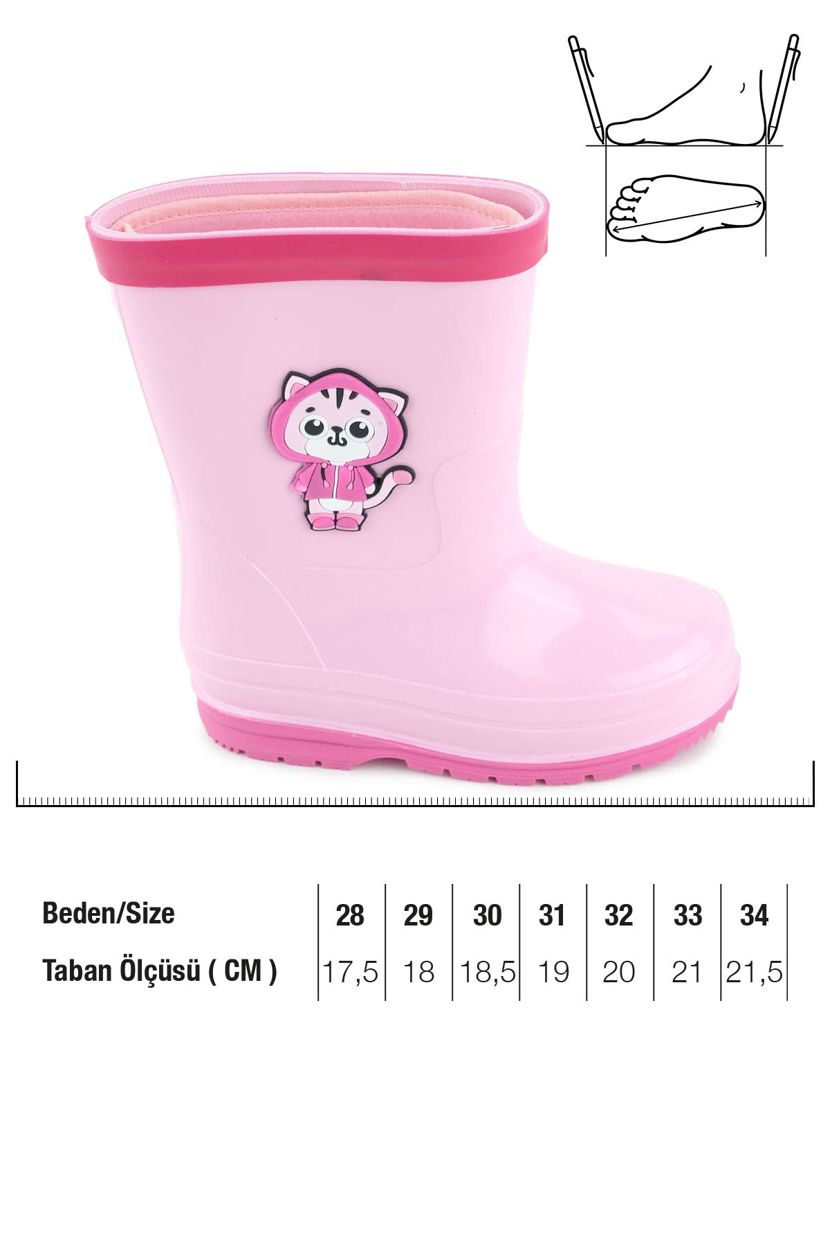 Kız Çocuk Kışlık İçinde Çıkarılabilir Ek Çoraplı Su Geçirmez Yağmur Bot Çizme - Görsel 3