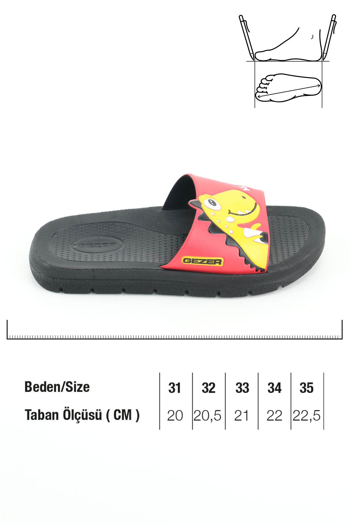 Gezer Gezer Kirmizi Erkek Çocuk Yazlık PU Islak Zemine Uygun Ev Banyo Bahçe Havuz Terlik Sandalet & Terlik | Flo Kirmizi - 3. görsel