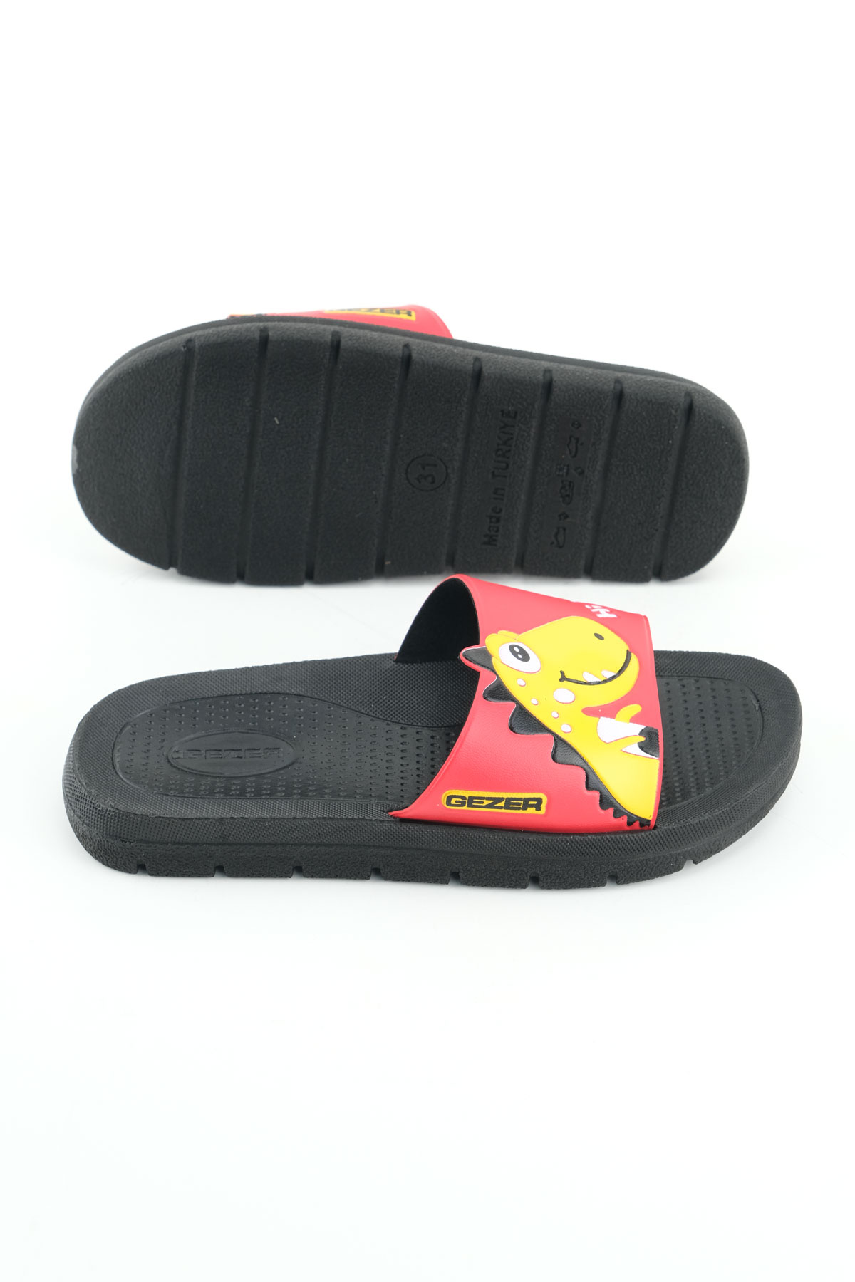 Gezer Gezer Kirmizi Erkek Çocuk Yazlık PU Islak Zemine Uygun Ev Banyo Bahçe Havuz Terlik Sandalet & Terlik | Flo Kirmizi - 6. görsel
