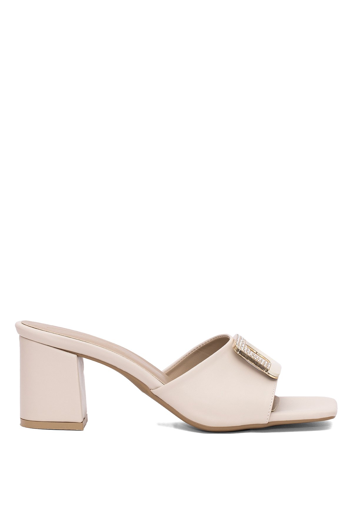 Elit CMR445C Kadın Topuklu Terlik Bej - Görsel 2