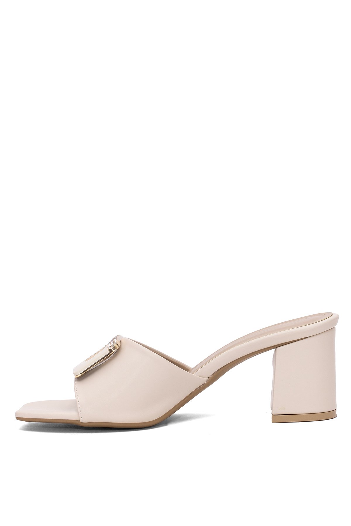 Elit CMR445C Kadın Topuklu Terlik Bej - Görsel 4