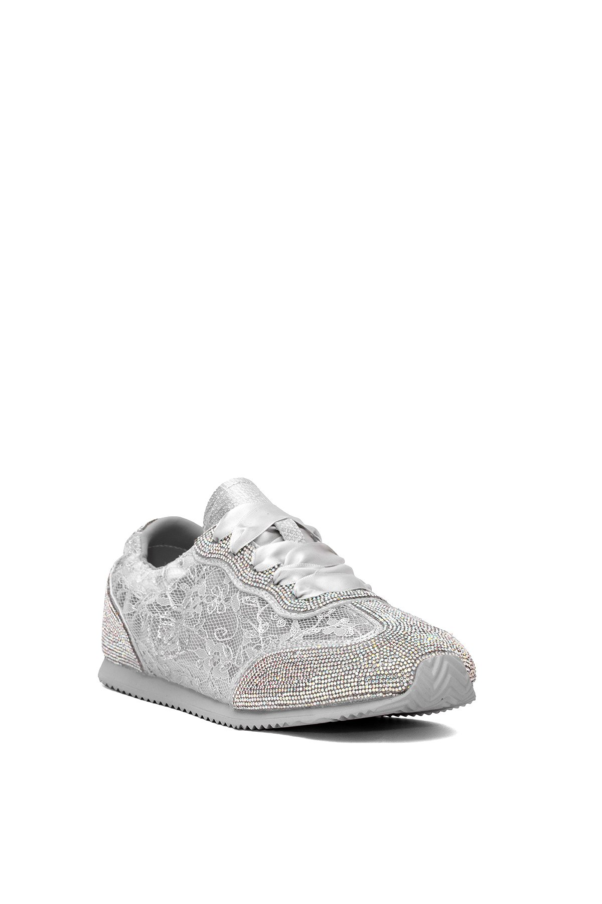 25Y487 Kadın Taşlı Casual Ayakkabı Gümüş - Görsel 3