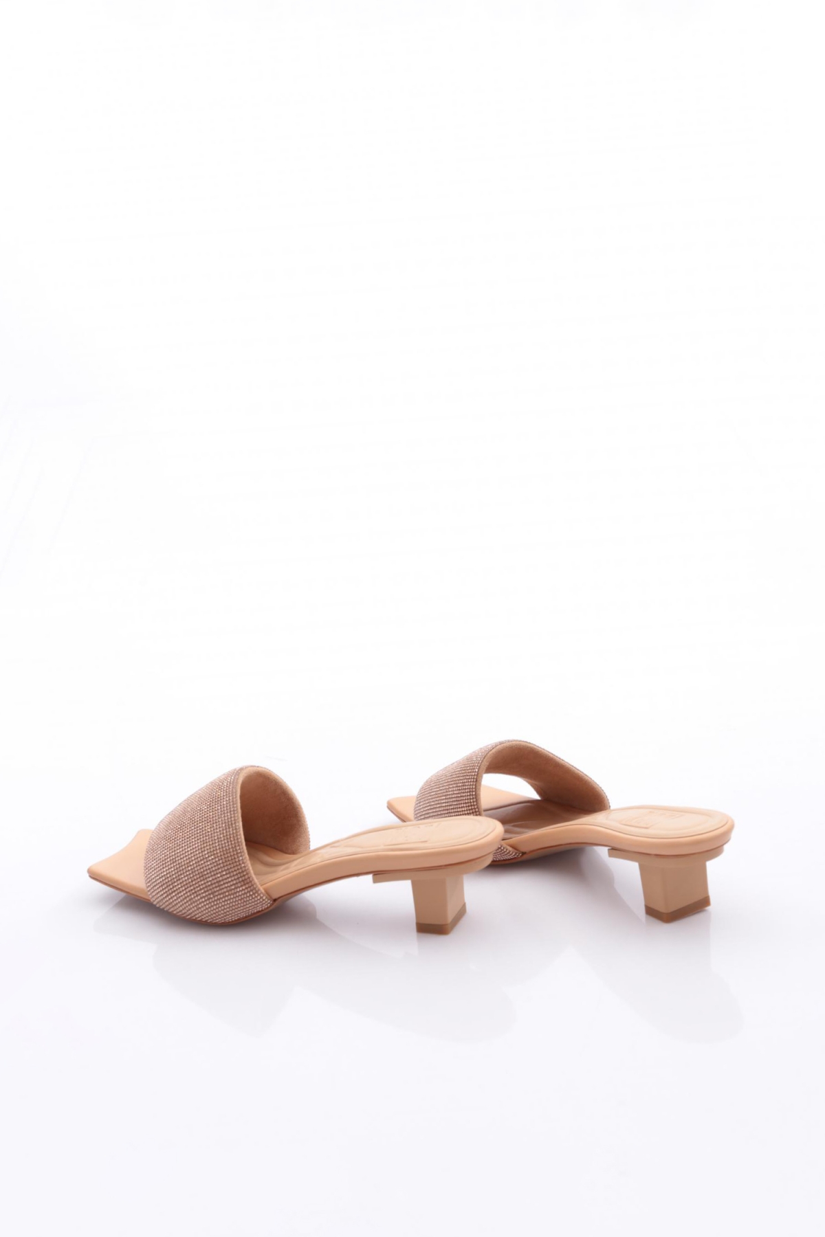 8011 Kadin Silver Taşli Kisa Topuklu Terlik - Görsel 4