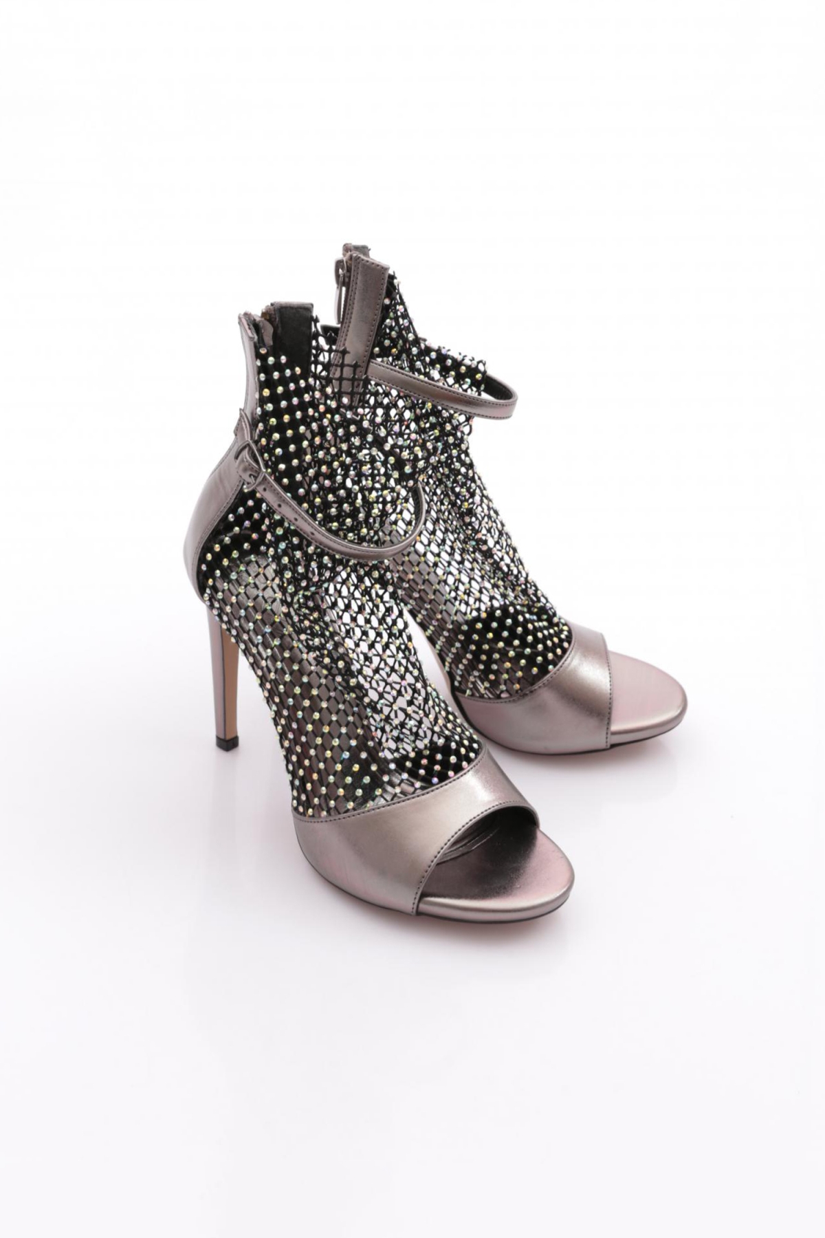 2031 Kadin Silver Taşli Transparan Bilekten Kemer Bağlamali Topuklu Ayakkabi - Görsel 3
