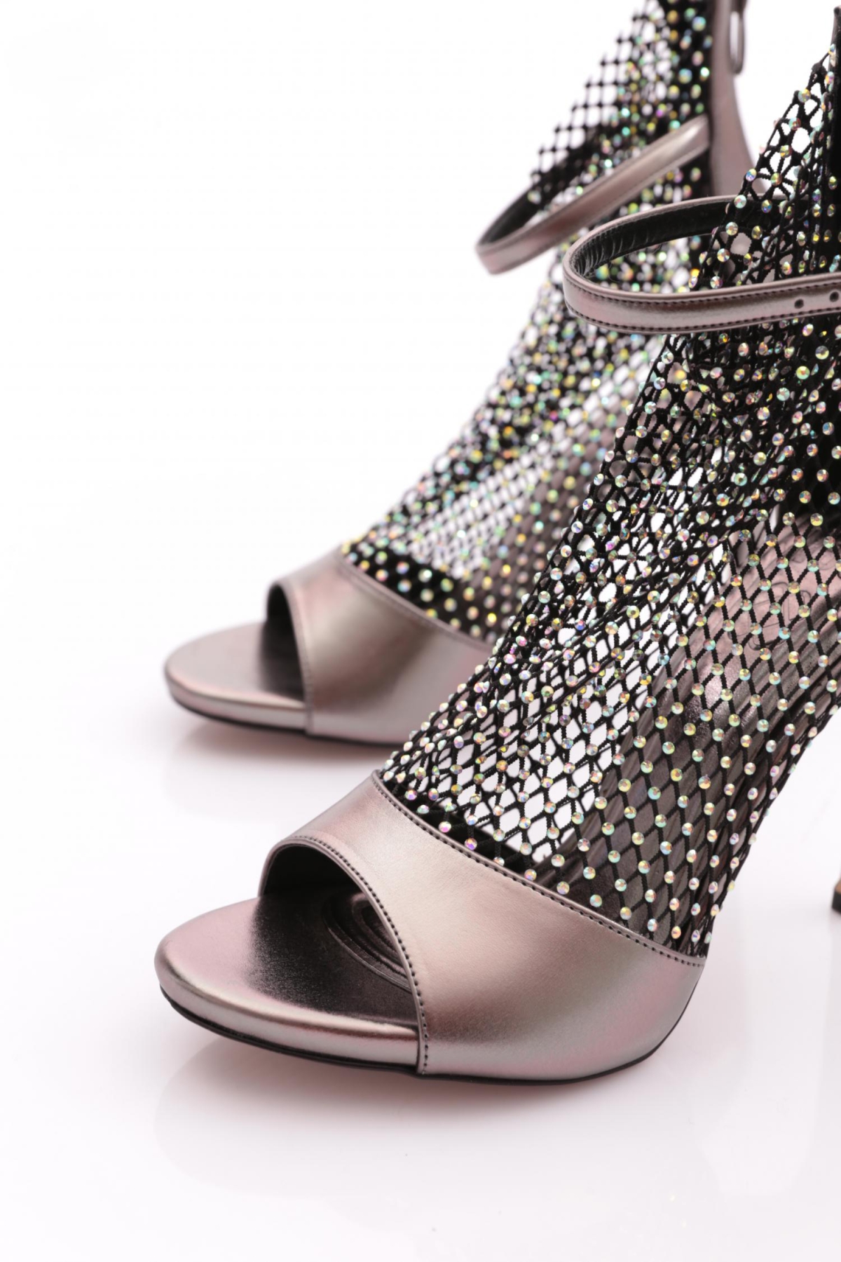 2031 Kadin Silver Taşli Transparan Bilekten Kemer Bağlamali Topuklu Ayakkabi - Görsel 5