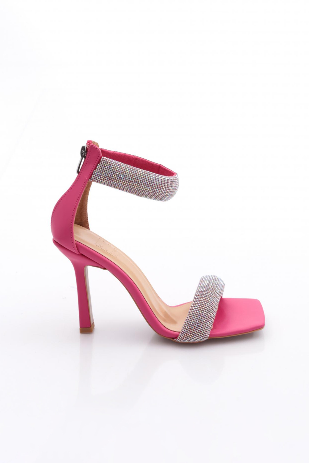 8044Kadin Silver Taşli Bilekten Bağli Topuklu Ayakkabi - Görsel 2