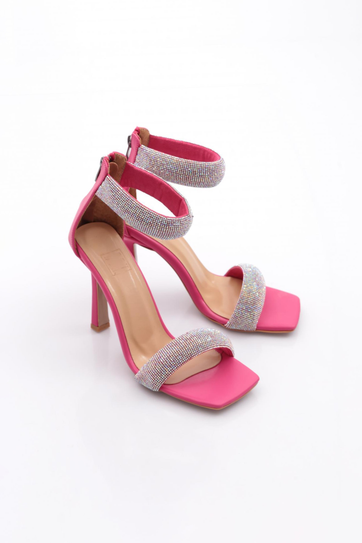 8044Kadin Silver Taşli Bilekten Bağli Topuklu Ayakkabi - Görsel 3