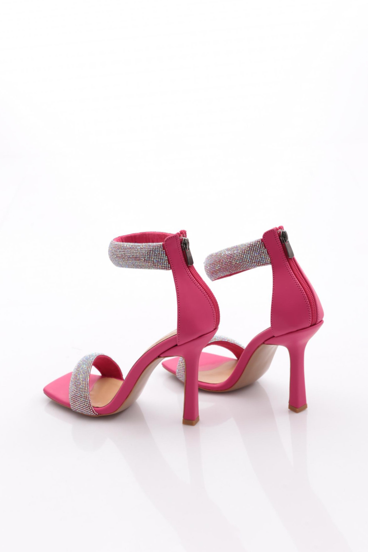 8044Kadin Silver Taşli Bilekten Bağli Topuklu Ayakkabi - Görsel 4