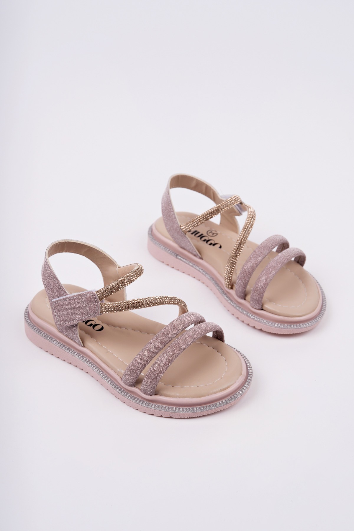 MQUEEN Cırtlı ve Simli Günlük Kız Çocuk Sandalet - Görsel 2