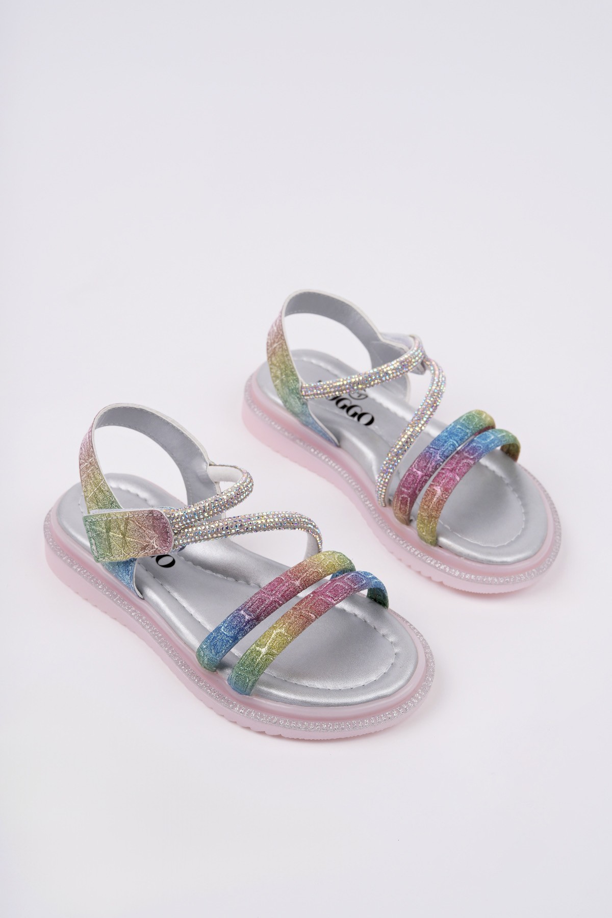 MQUEEN Cırtlı ve Simli Günlük Kız Çocuk Sandalet - Görsel 2