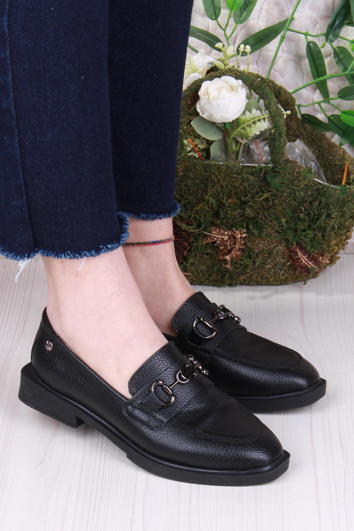 16215 Cilt Toka Detaylı Rahat Loafer Kadın Ayakkabı - Görsel 2