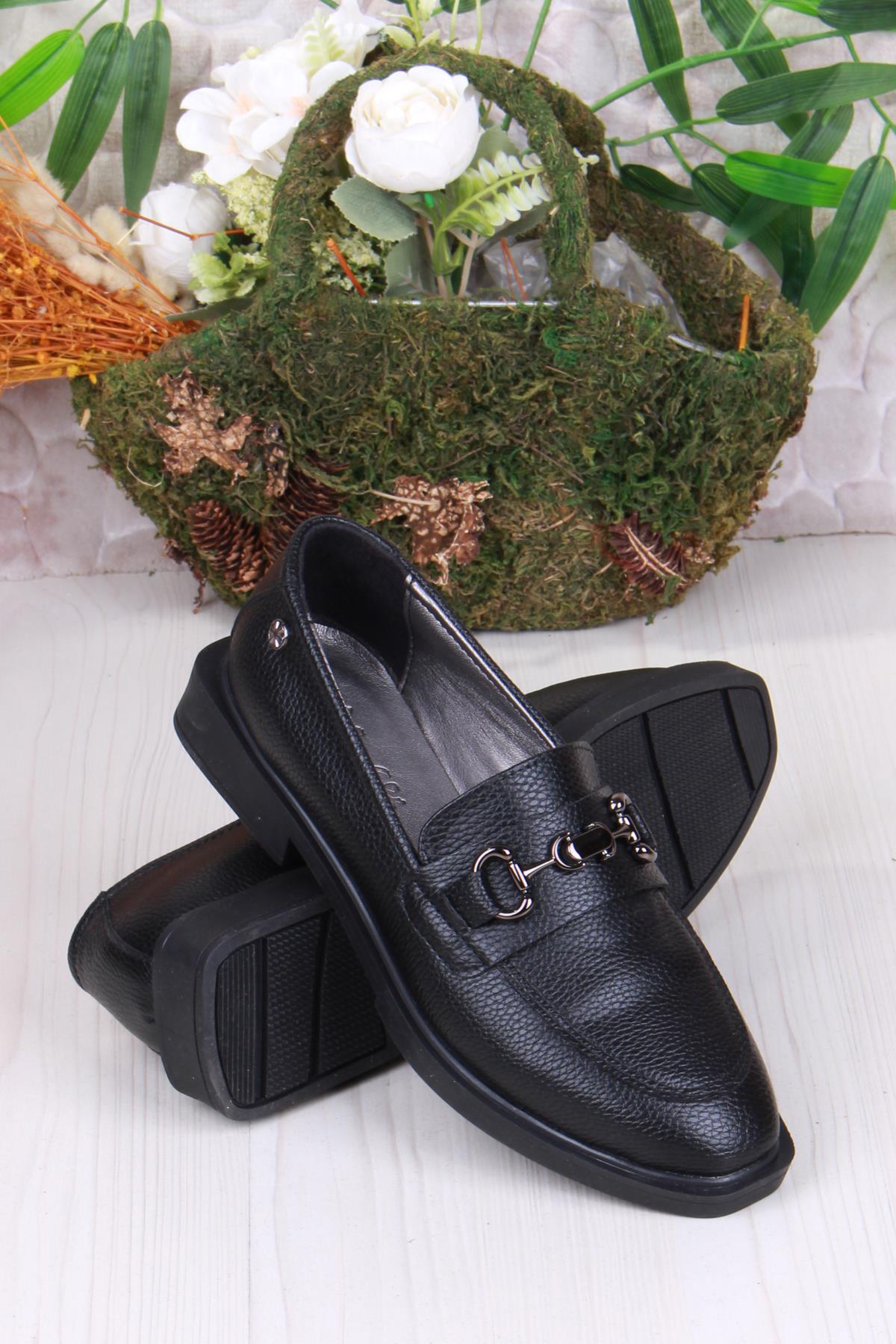 16215 Cilt Toka Detaylı Rahat Loafer Kadın Ayakkabı - Görsel 5