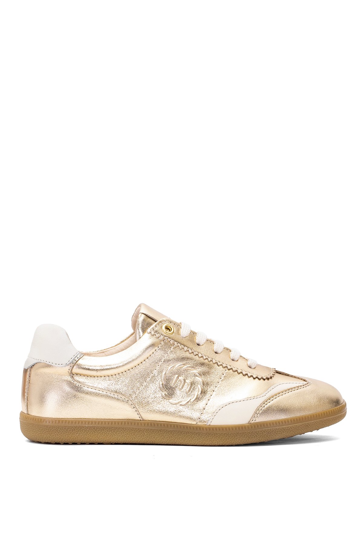 D25YA-550 Kadın Hakiki Deri Klasik Sneaker Altın - Görsel 2