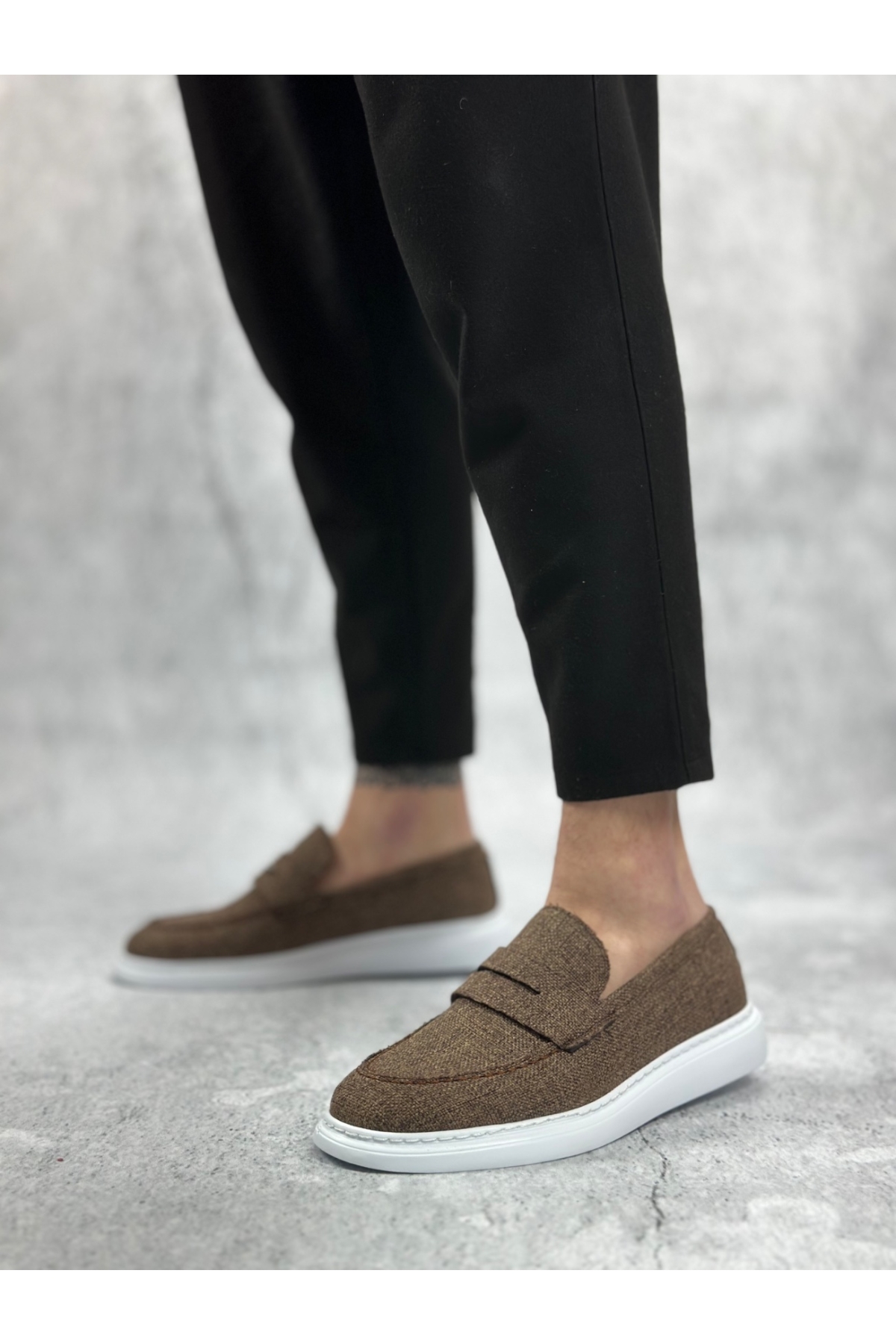 Bağcıksız Keten Erkek Ayakkabı KAHVE - Görsel 4