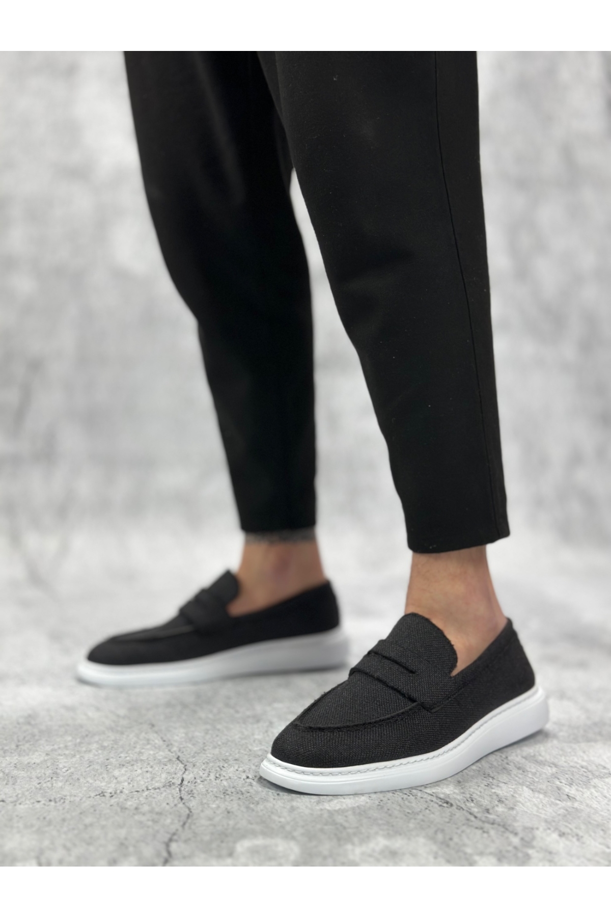 Bağcıksız Keten Erkek Ayakkabı SİYAH - Görsel 4