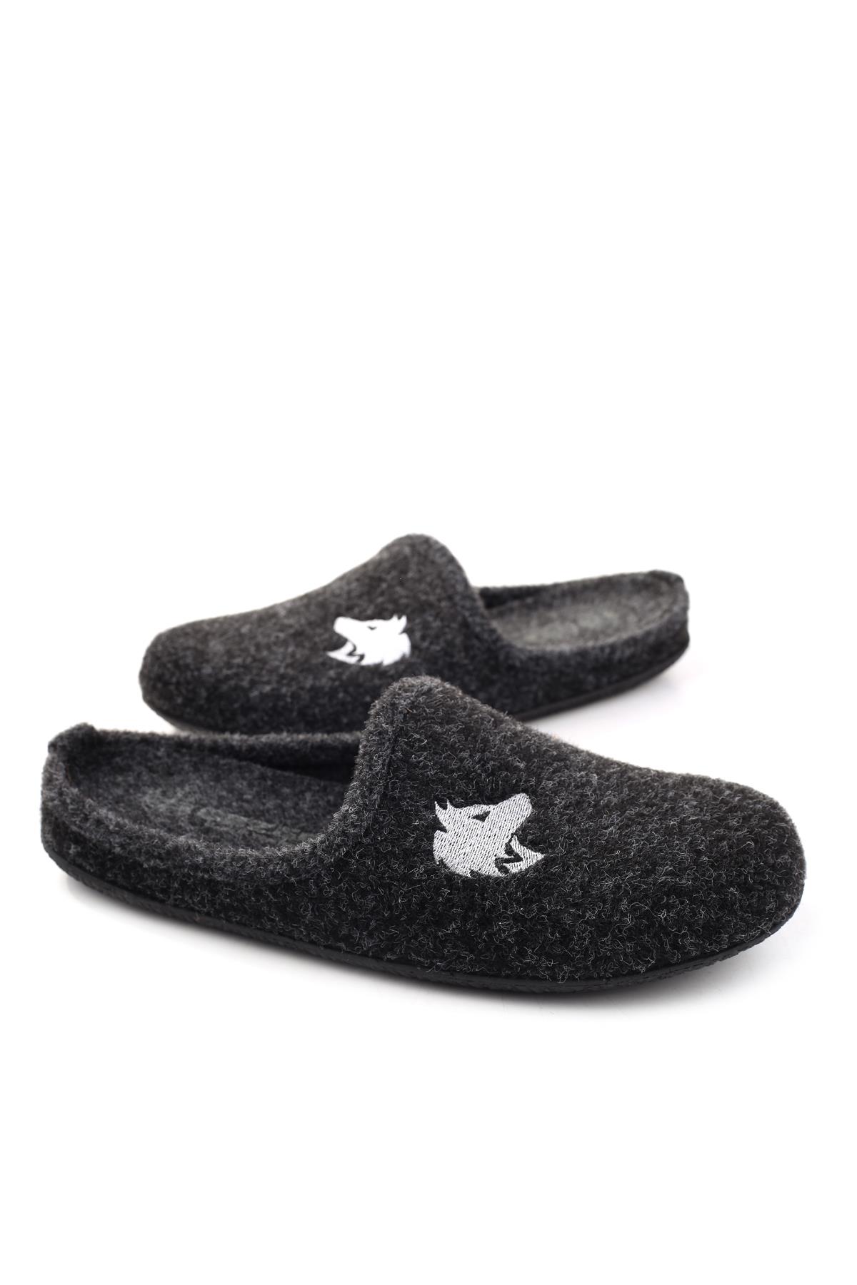 Gezer Gezer Siyah 15342 Erkek Kışlık Çıkarılabilir Keçe Taban Ev Halı Terliği Sandalet & Terlik | Flo Siyah - 2. görsel
