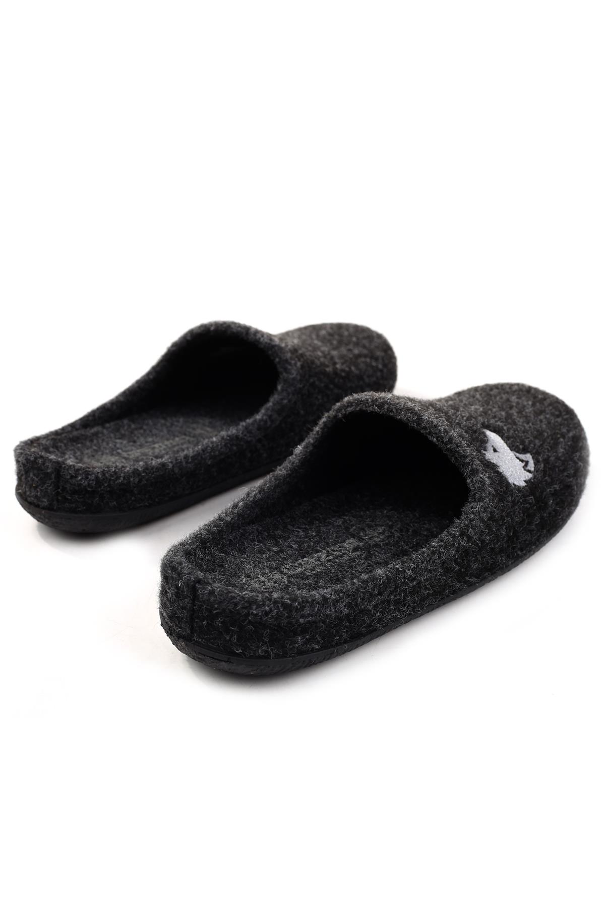 Gezer Gezer Siyah 15342 Erkek Kışlık Çıkarılabilir Keçe Taban Ev Halı Terliği Sandalet & Terlik | Flo Siyah - 5. görsel