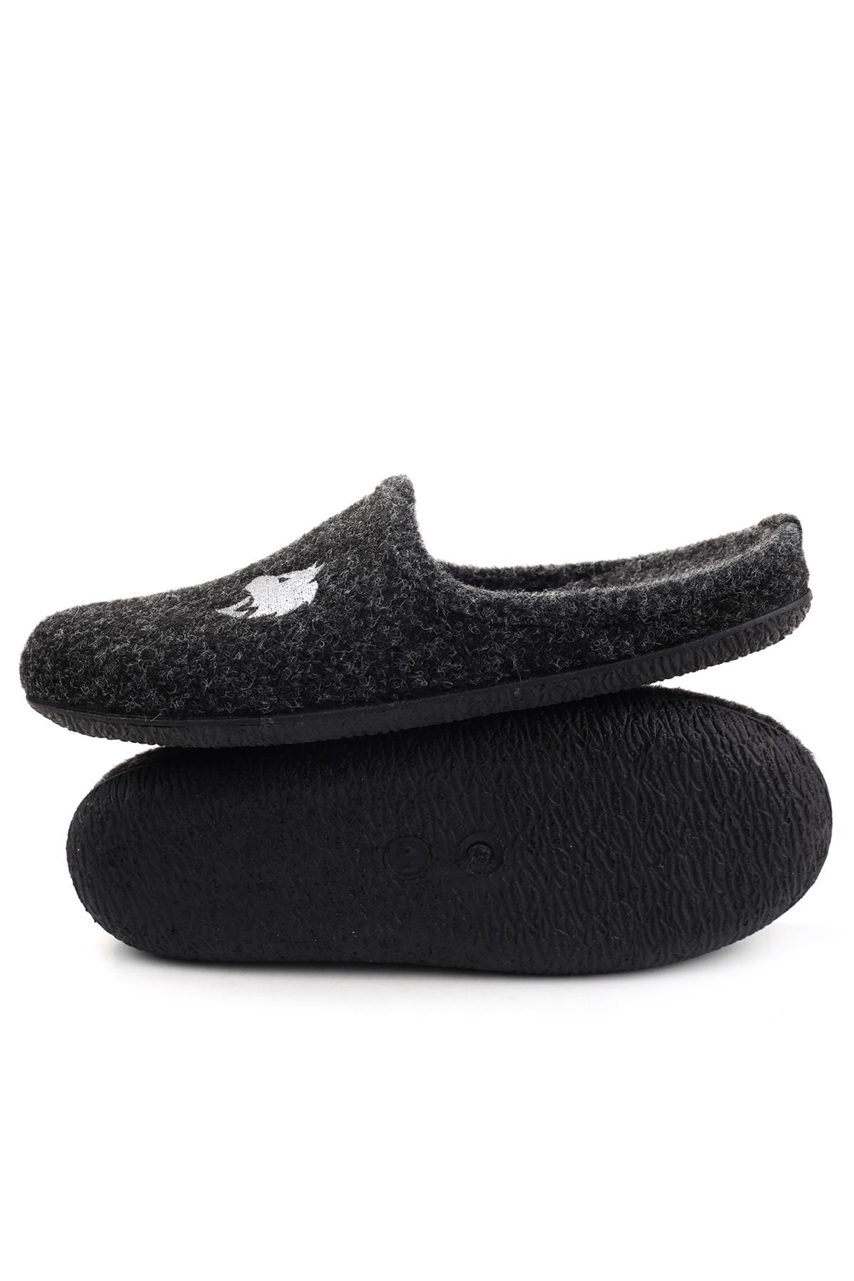 Gezer Gezer Siyah 15342 Erkek Kışlık Çıkarılabilir Keçe Taban Ev Halı Terliği Sandalet & Terlik | Flo Siyah - 6. görsel