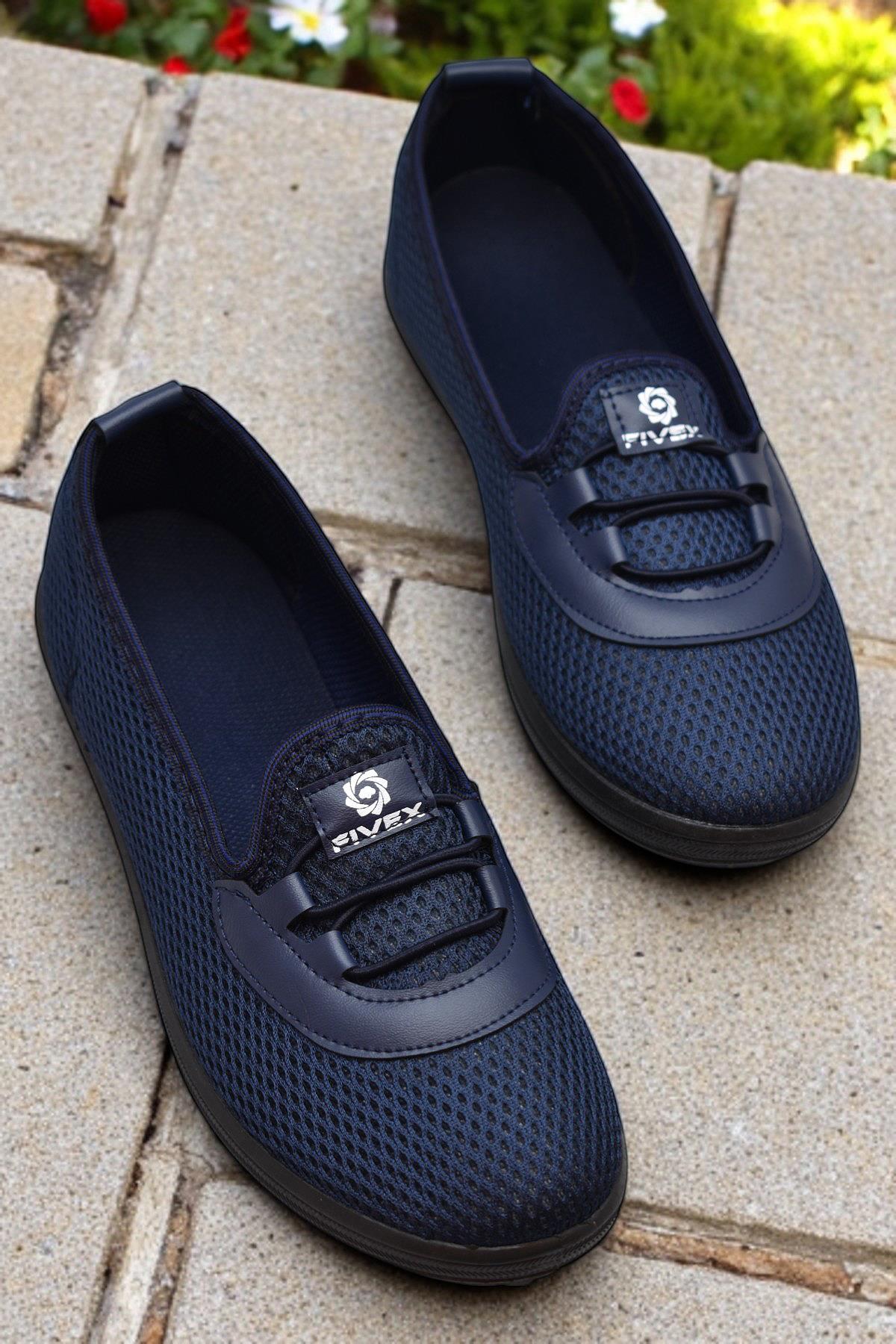 0085 Esnek Rahat Taban Yazlık Kadın Spor Ayakkabı Bağcıksız Babet - Görsel 3