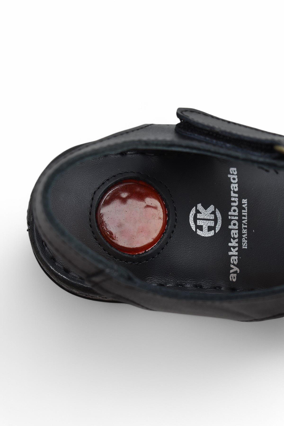 204 TAM ORTOPEDİK Hakiki Deri Kadın Sandalet Topuk Jel Taban Kadın Deri Sandalet - Görsel 6