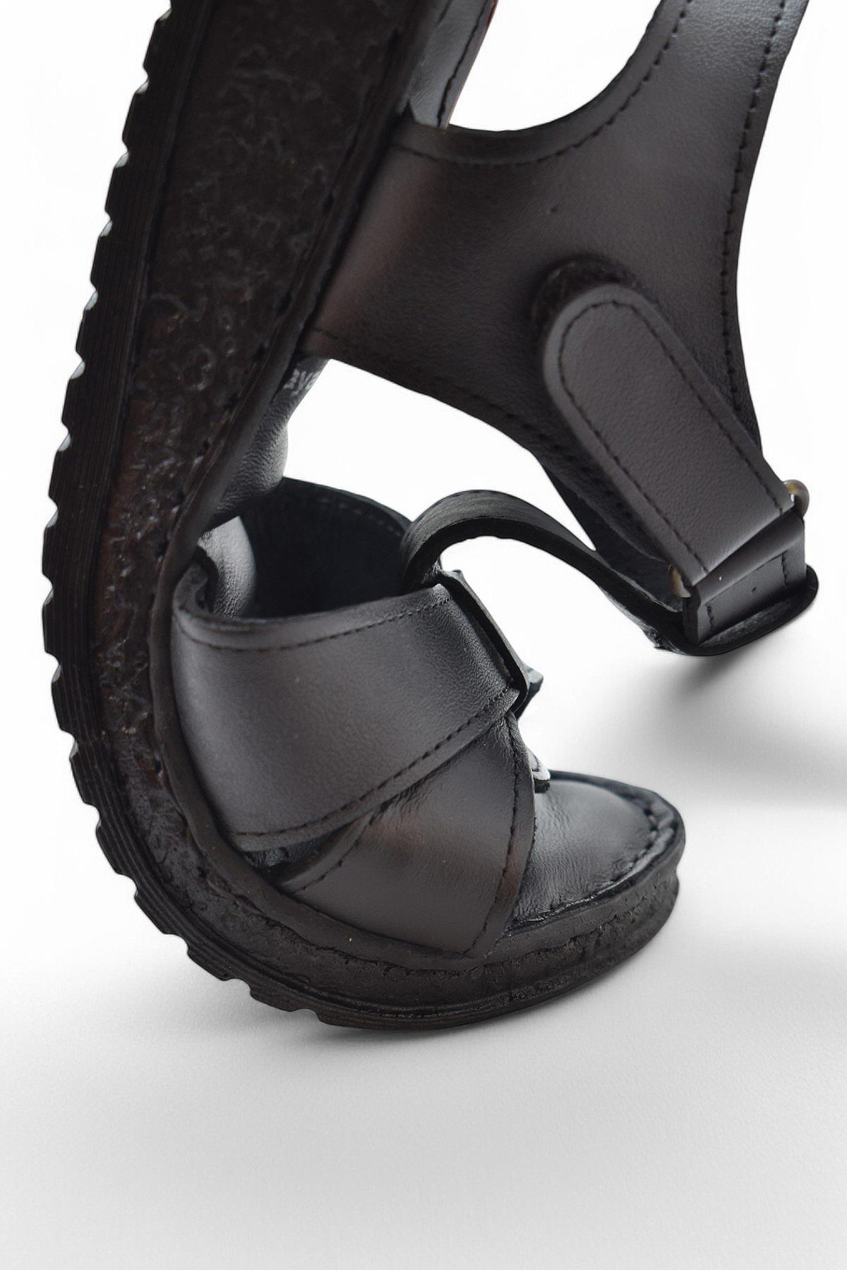 204 TAM ORTOPEDİK Hakiki Deri Kadın Sandalet Topuk Jel Taban Kadın Deri Sandalet - Görsel 8