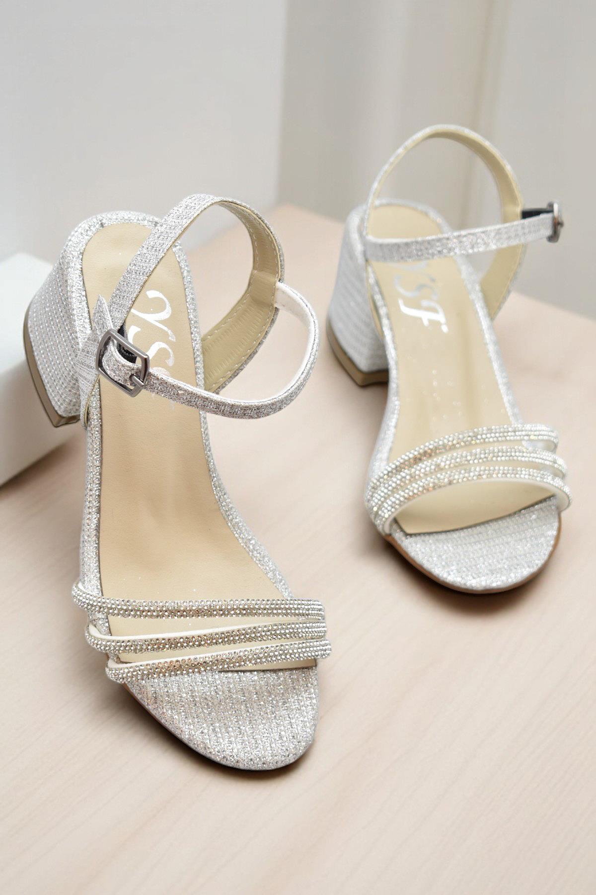 382 Abiye Kız Çocuk Topuklu Ayakkabı Kız Çocuk Nişan Abiye Ayakkabı Açık Çocuk Sandalet - Görsel 3