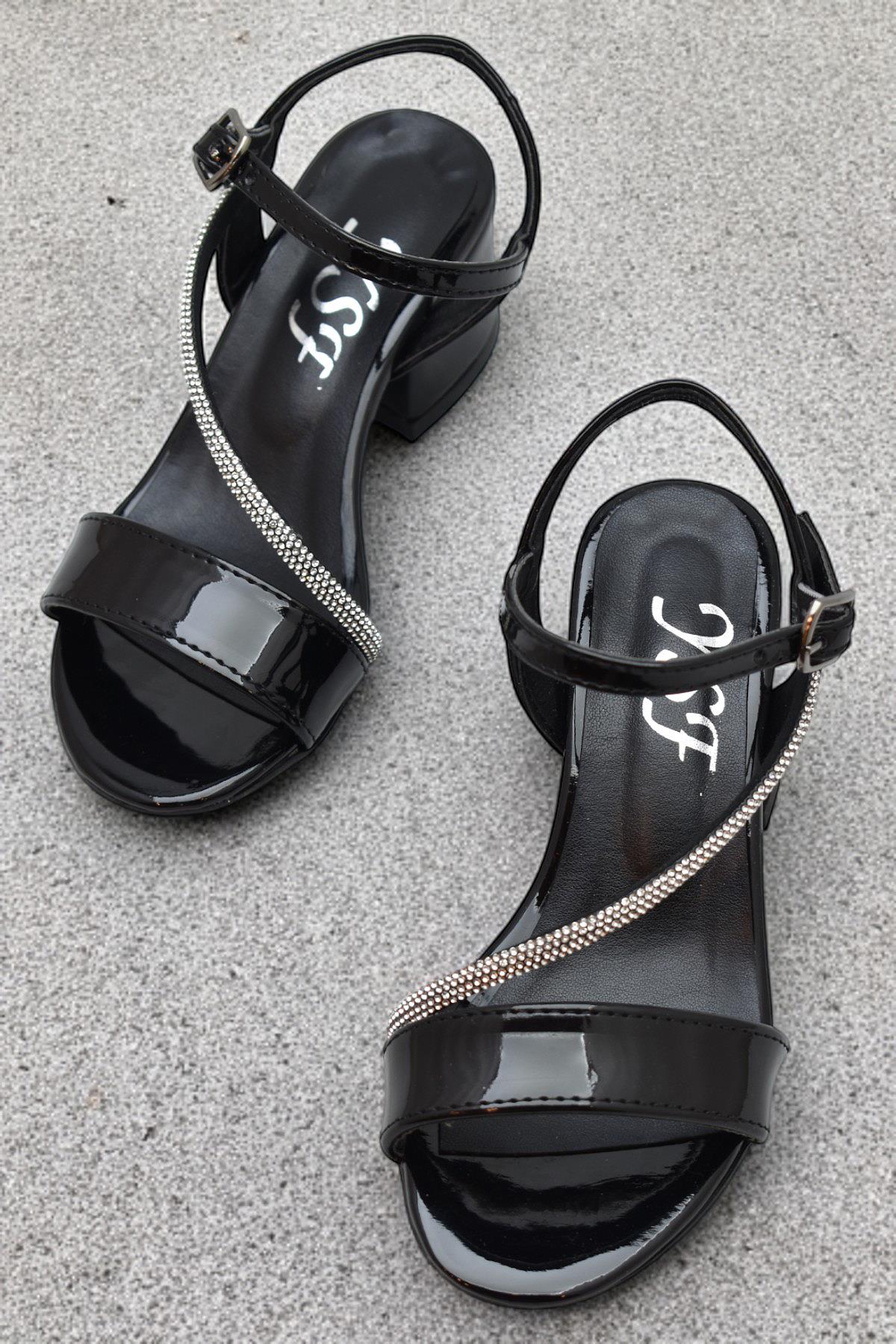 387 Abiye Kız Çocuk Topuklu Ayakkabı Kız Çocuk Nişan Abiye Ayakkabı Açık Çocuk Sandalet - Görsel 4