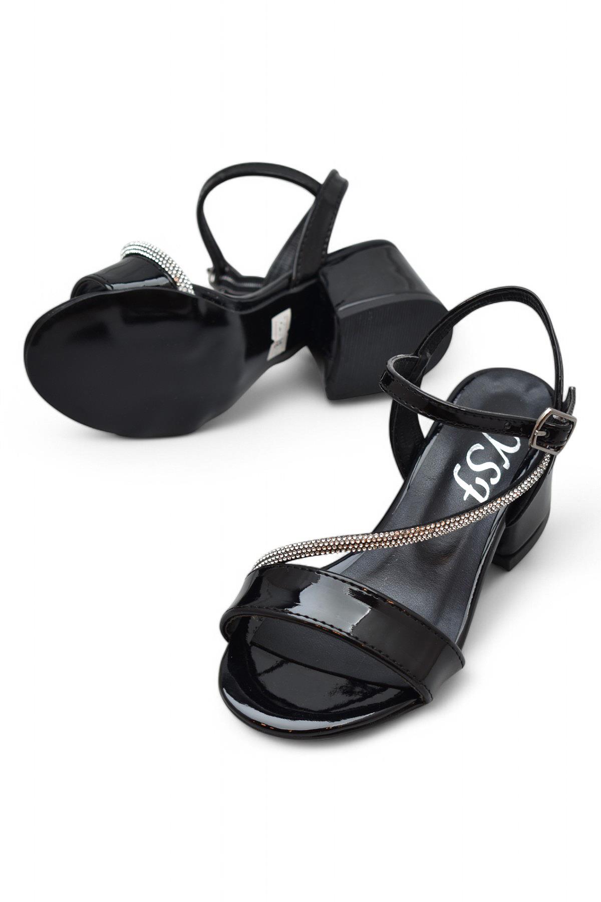 387 Abiye Kız Çocuk Topuklu Ayakkabı Kız Çocuk Nişan Abiye Ayakkabı Açık Çocuk Sandalet - Görsel 5