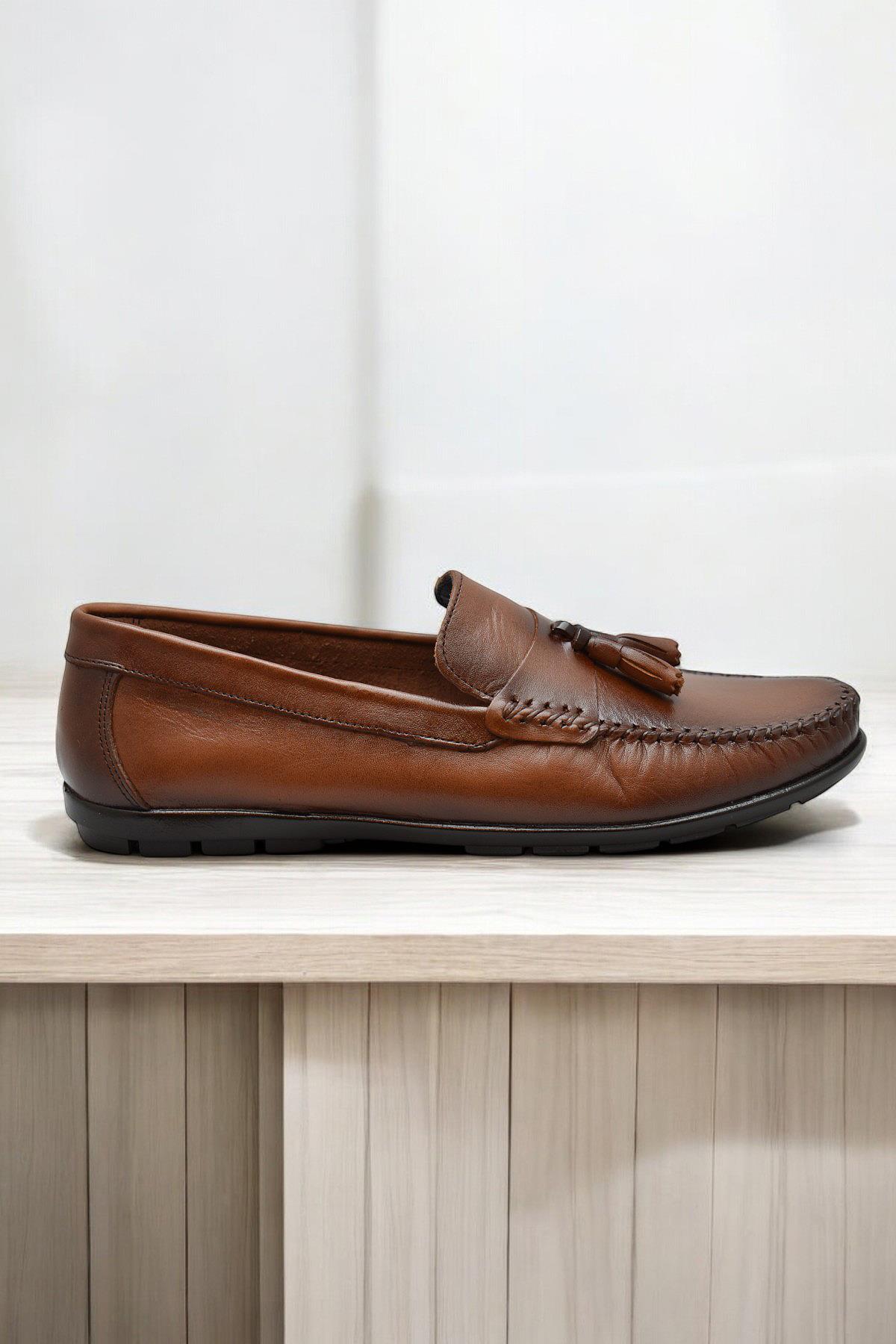 TAB3298 Esnek Rahat Taban Lacivert Hakiki Deri Erkek Ayakkabı Yazlık Casual Laofer Erkek Tımbırlent Ayakkabı - Görsel 2