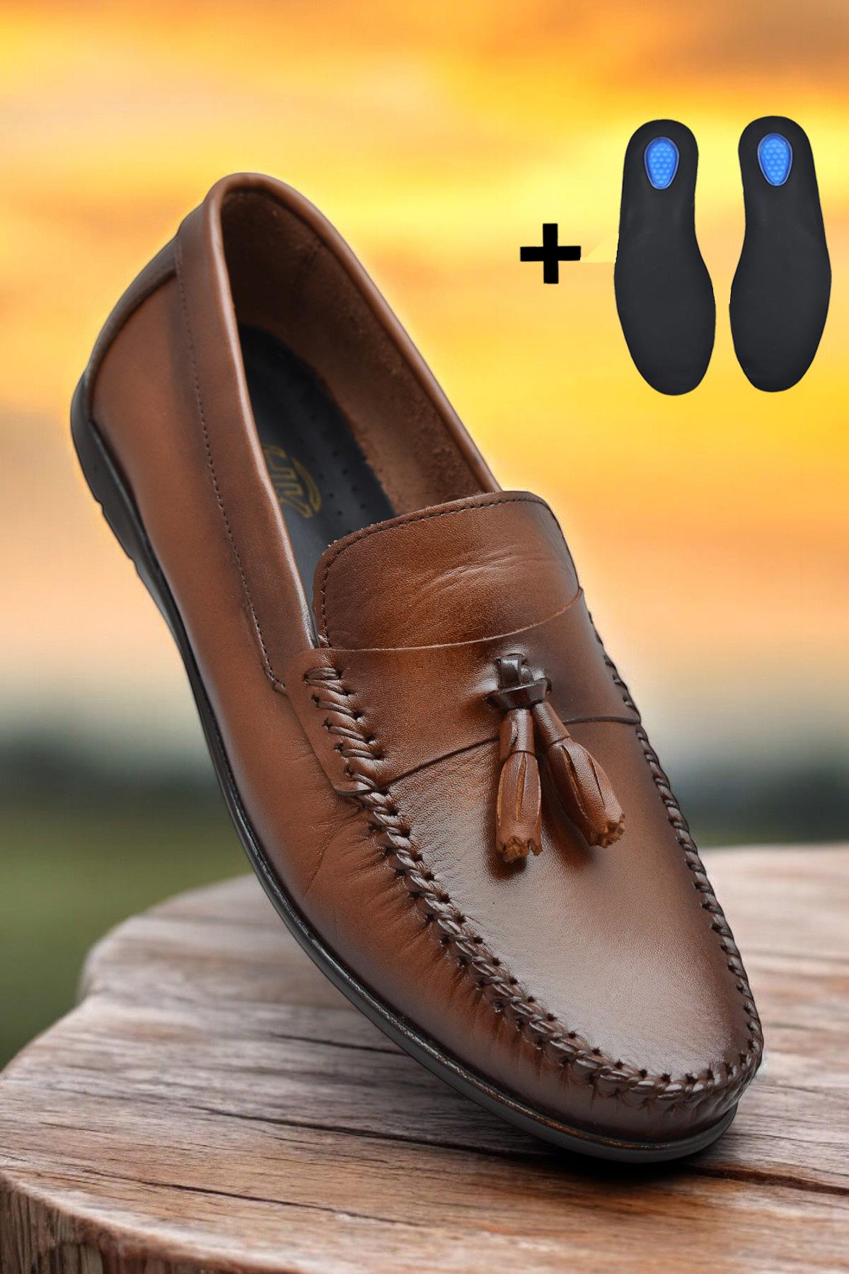 TAB3298 Esnek Rahat Taban Lacivert Hakiki Deri Erkek Ayakkabı Yazlık Casual Laofer Erkek Tımbırlent Ayakkabı - Görsel 3