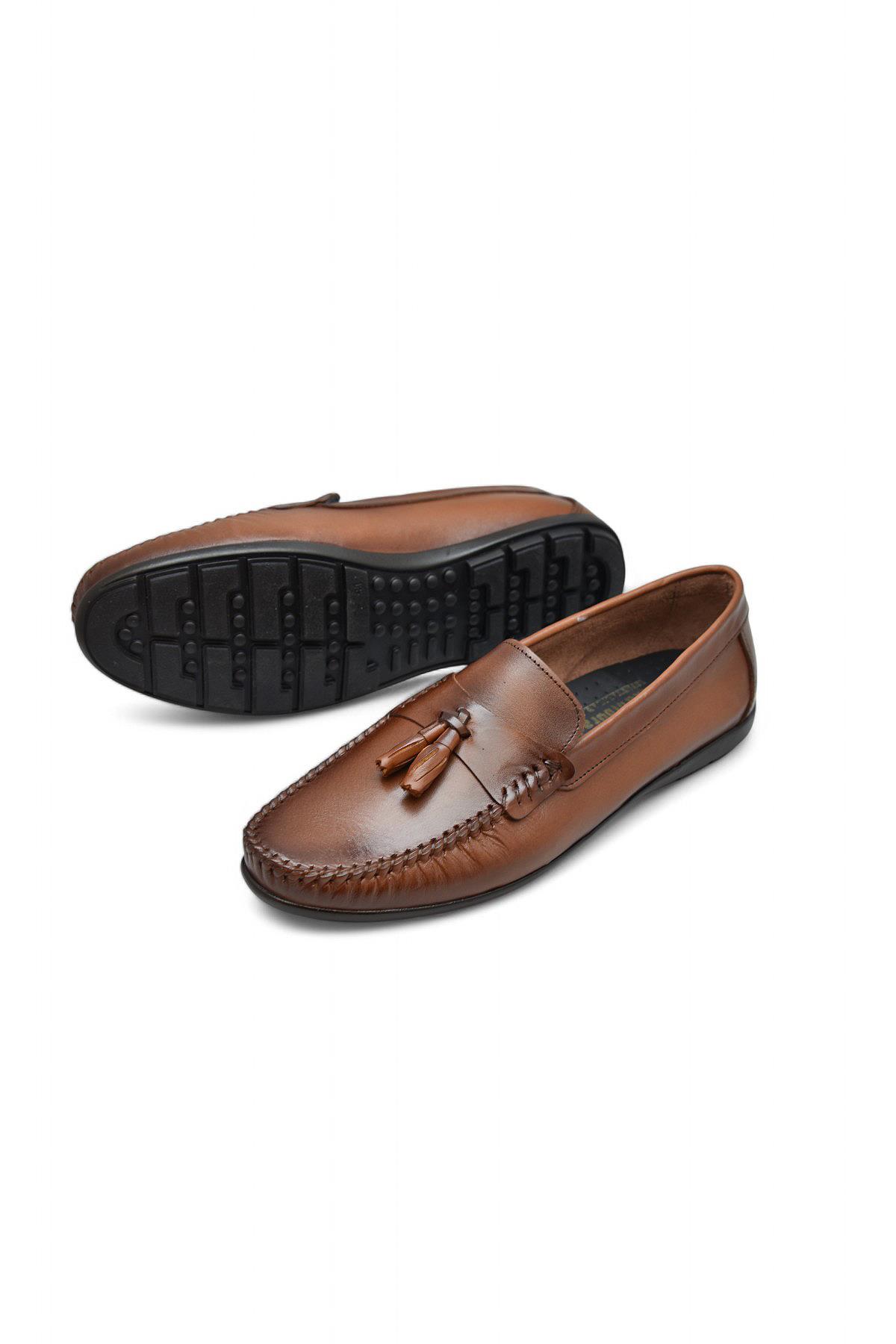TAB3298 Esnek Rahat Taban Lacivert Hakiki Deri Erkek Ayakkabı Yazlık Casual Laofer Erkek Tımbırlent Ayakkabı - Görsel 4