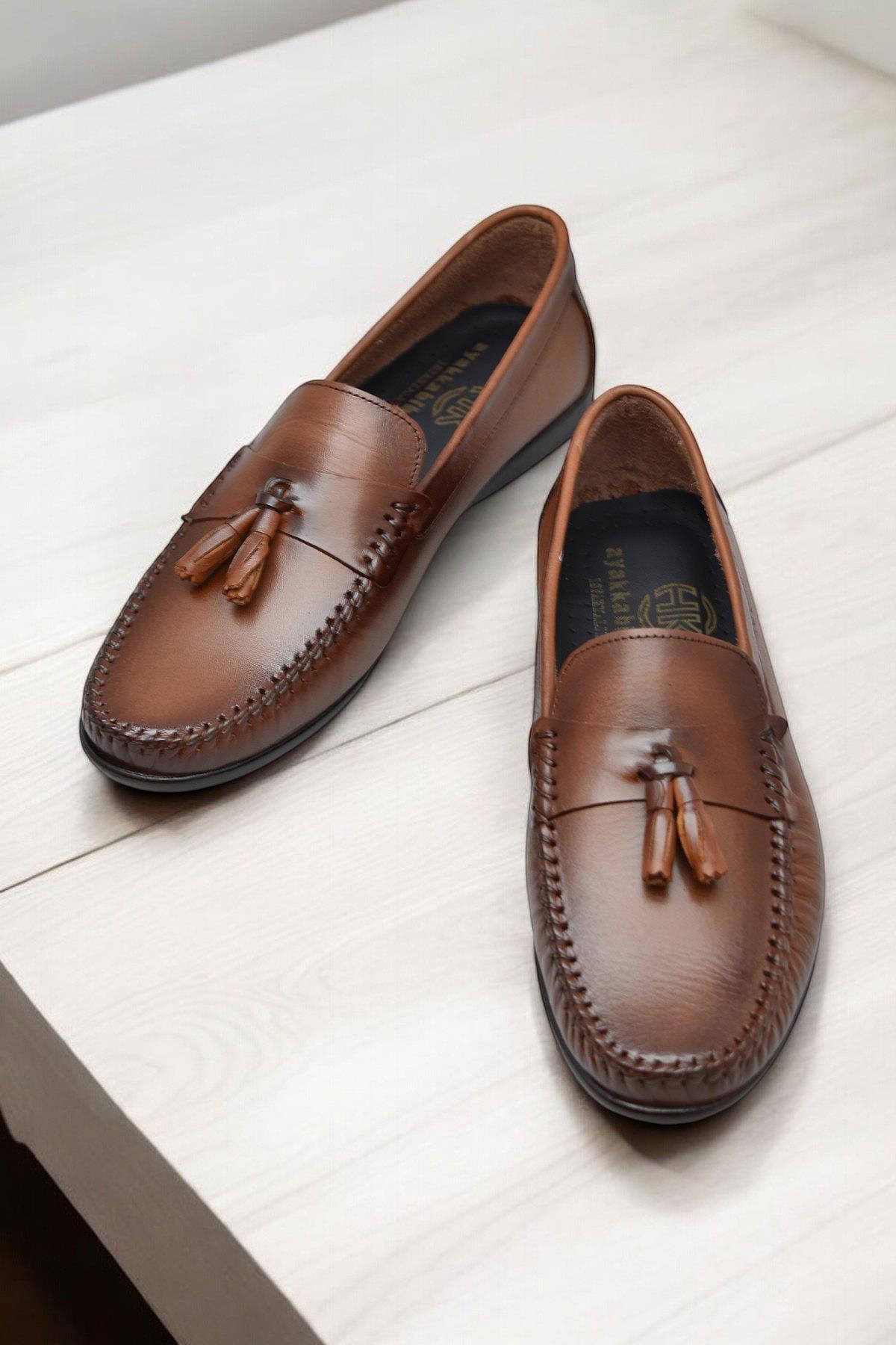 TAB3298 Esnek Rahat Taban Lacivert Hakiki Deri Erkek Ayakkabı Yazlık Casual Laofer Erkek Tımbırlent Ayakkabı - Görsel 6