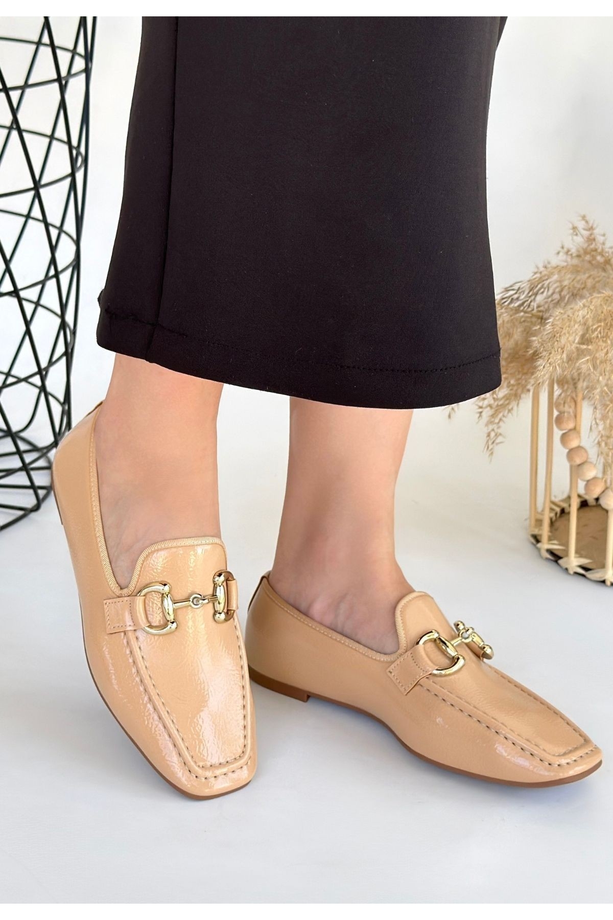 Nude Rugan Kadın Babet Ayakkabı - Görsel 2