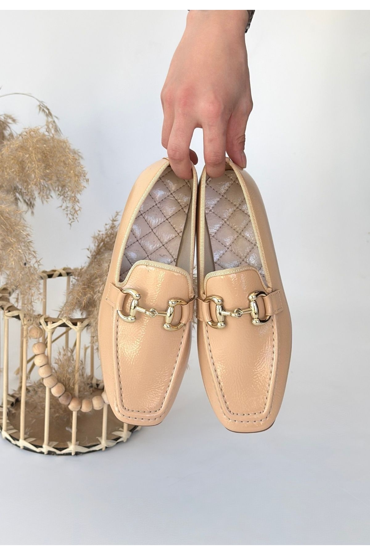 Nude Rugan Kadın Babet Ayakkabı - Görsel 3