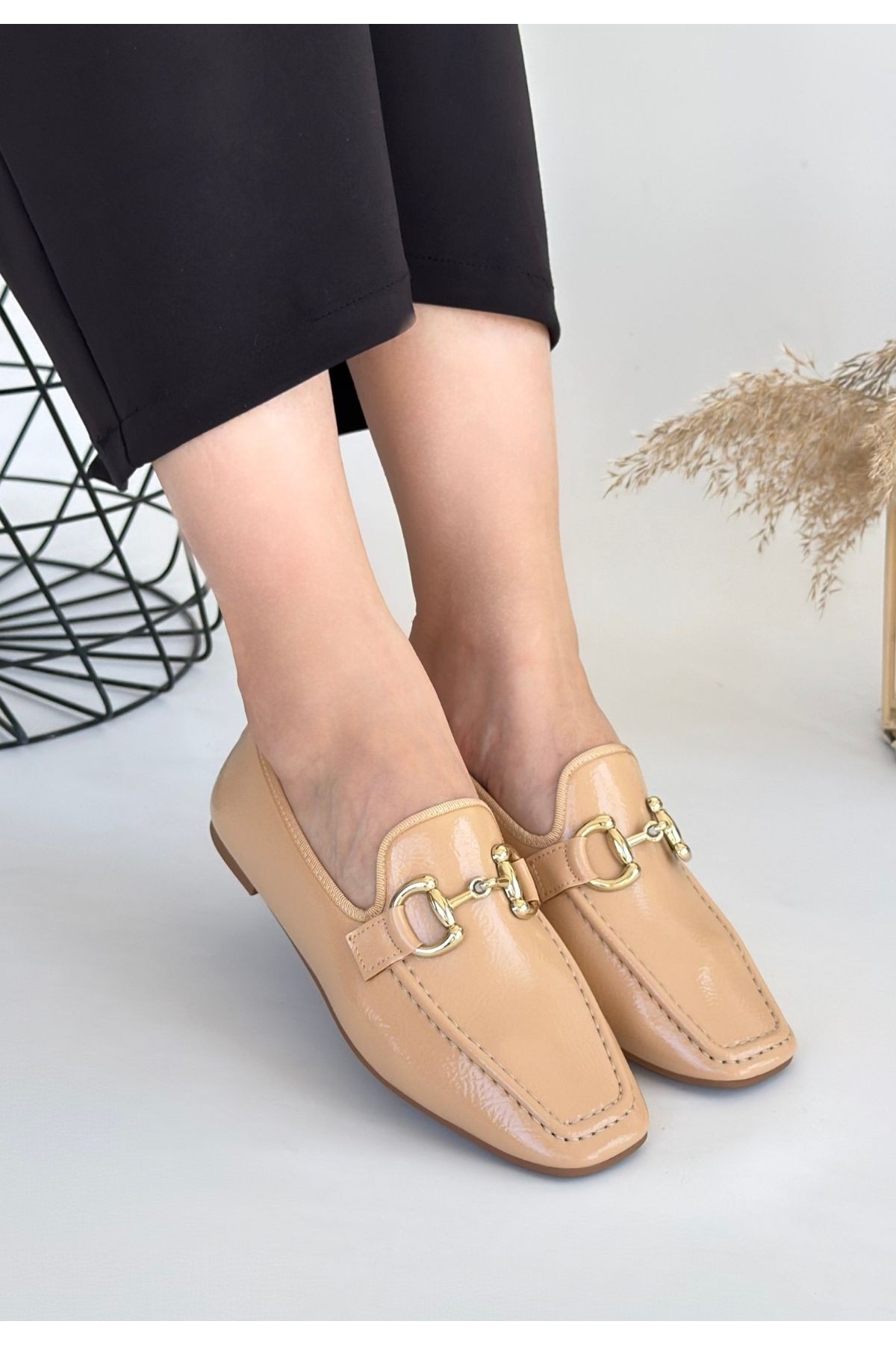 Nude Rugan Kadın Babet Ayakkabı - Görsel 4