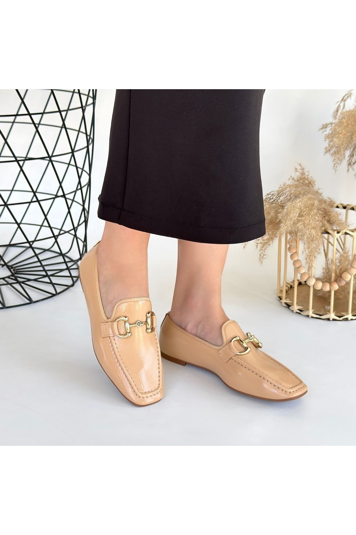 Nude Rugan Kadın Babet Ayakkabı - Görsel 5
