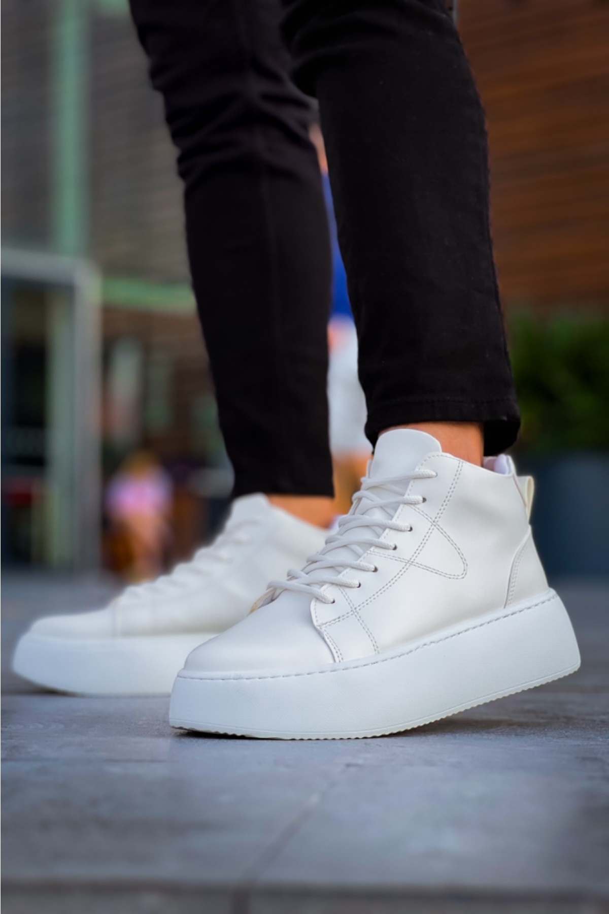 Bağcıklı Erkek Spor Bot BEYAZ (BEYAZ TABAN) - Görsel 3