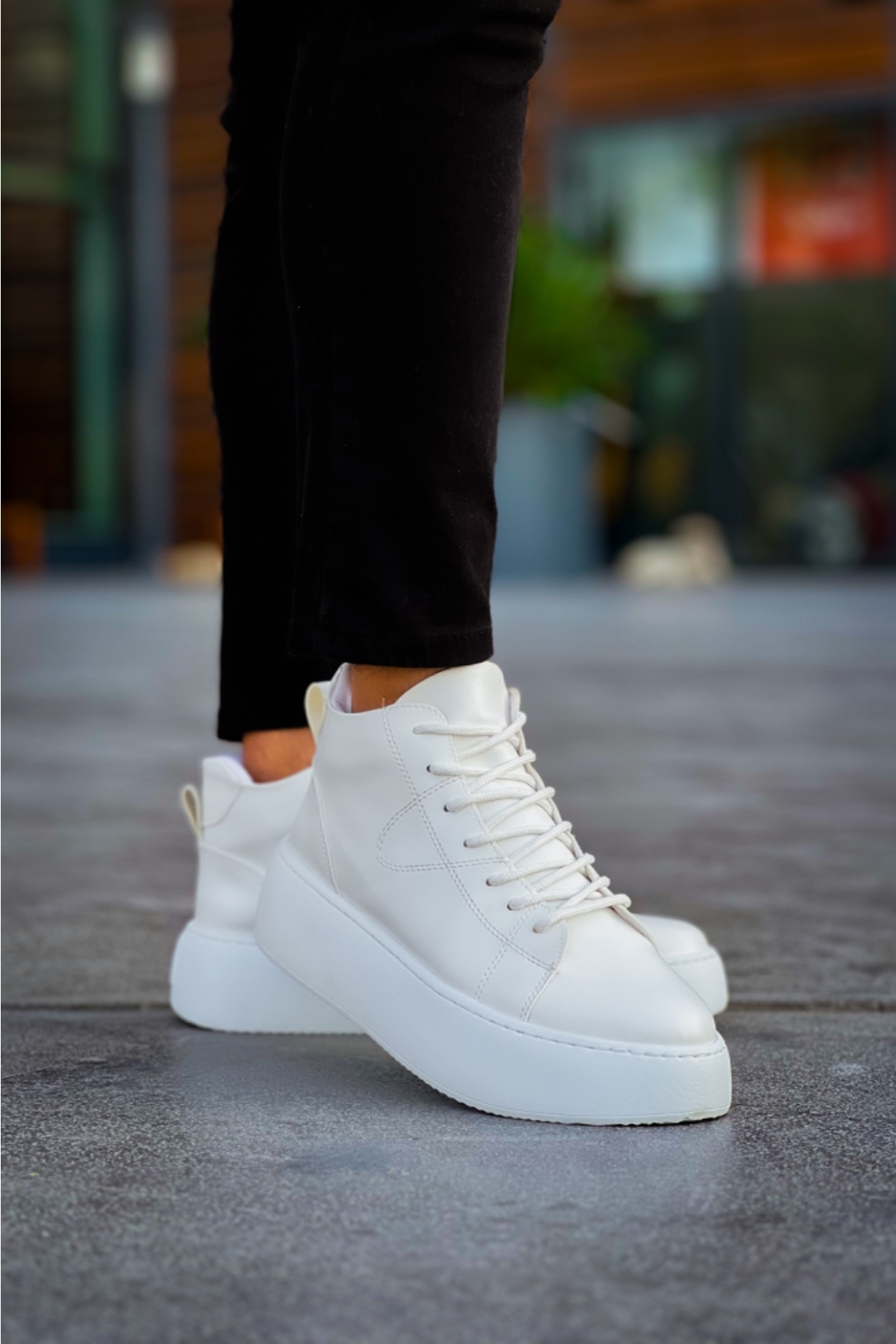 Bağcıklı Erkek Spor Bot BEYAZ (BEYAZ TABAN) - Görsel 6