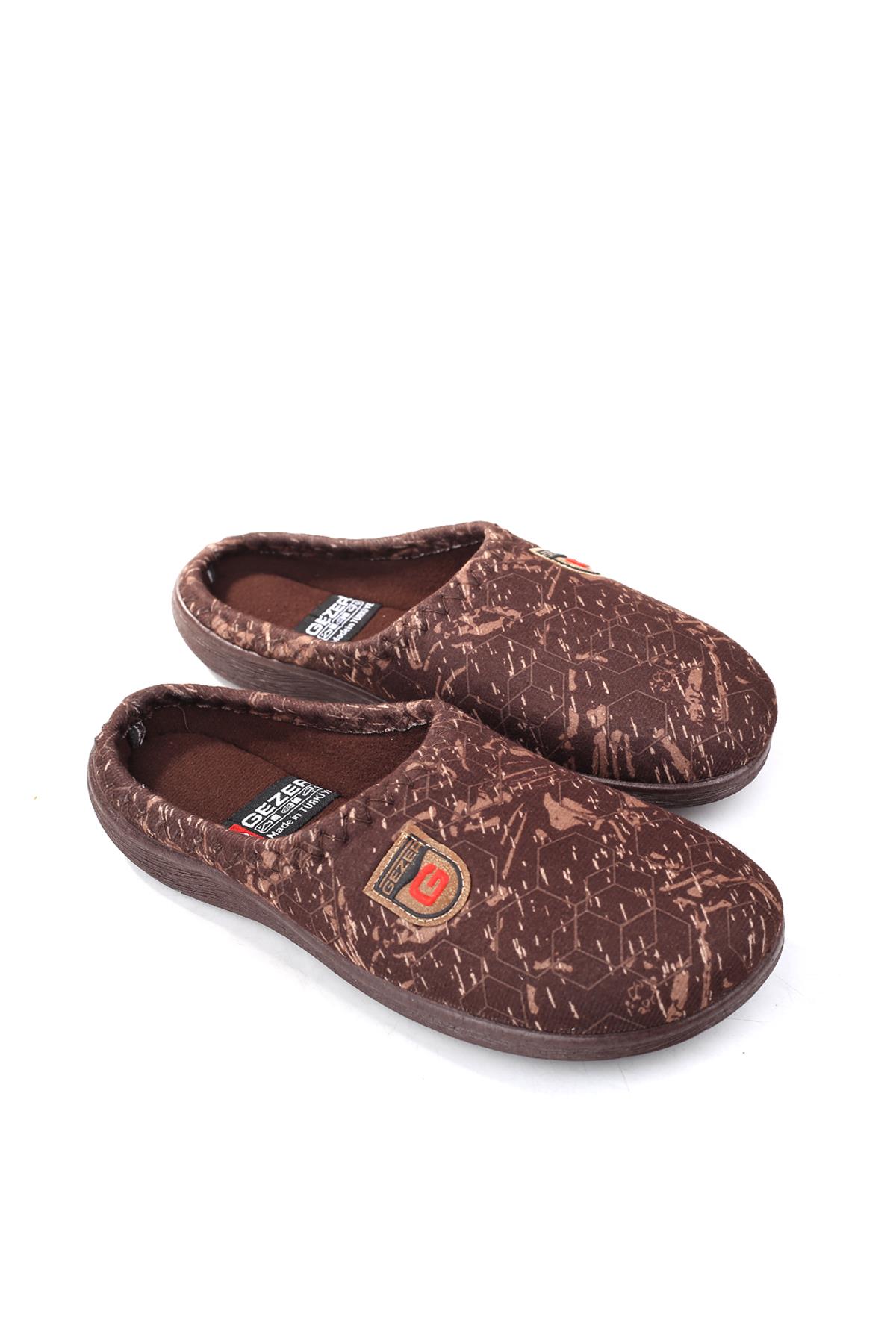 15902 Erkek Günlük Kahverengi Kışlık Halı Misafir Terliği - Görsel 2