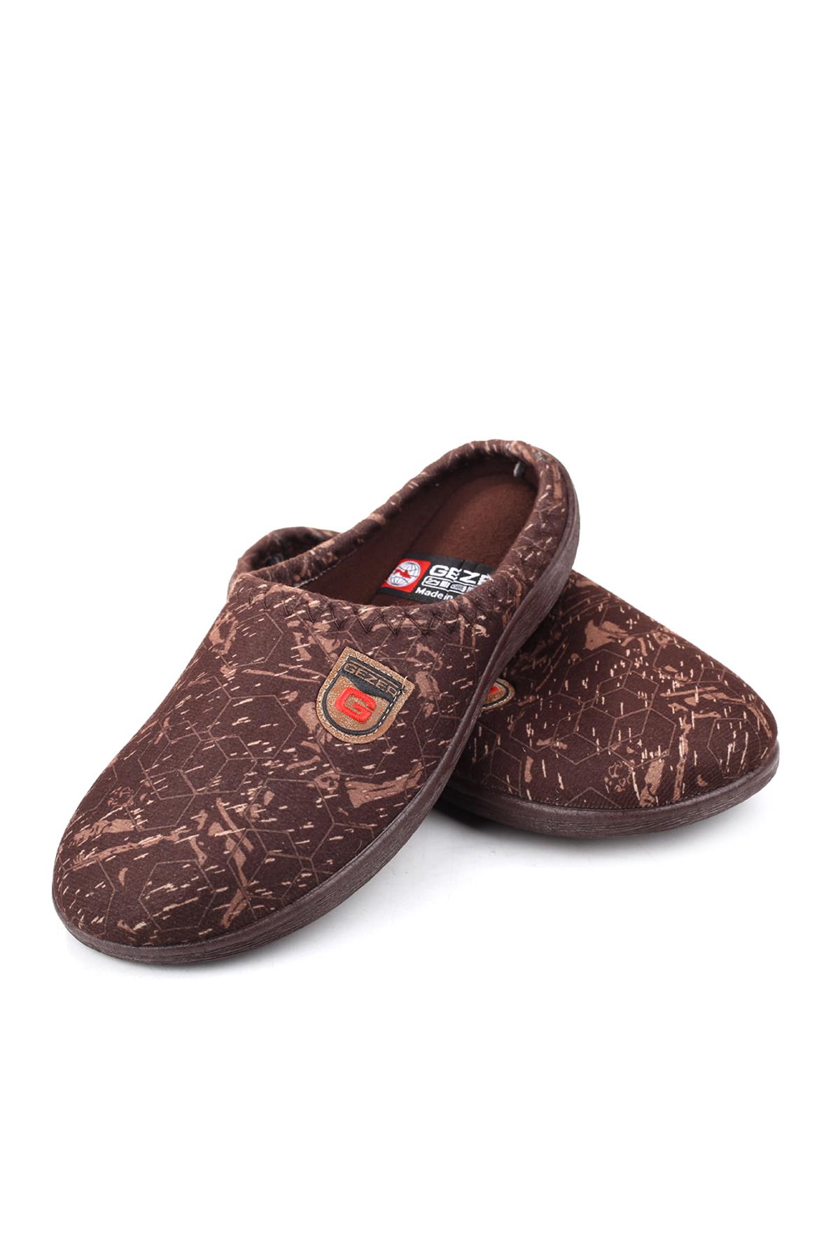 15902 Erkek Günlük Kahverengi Kışlık Halı Misafir Terliği - Görsel 4