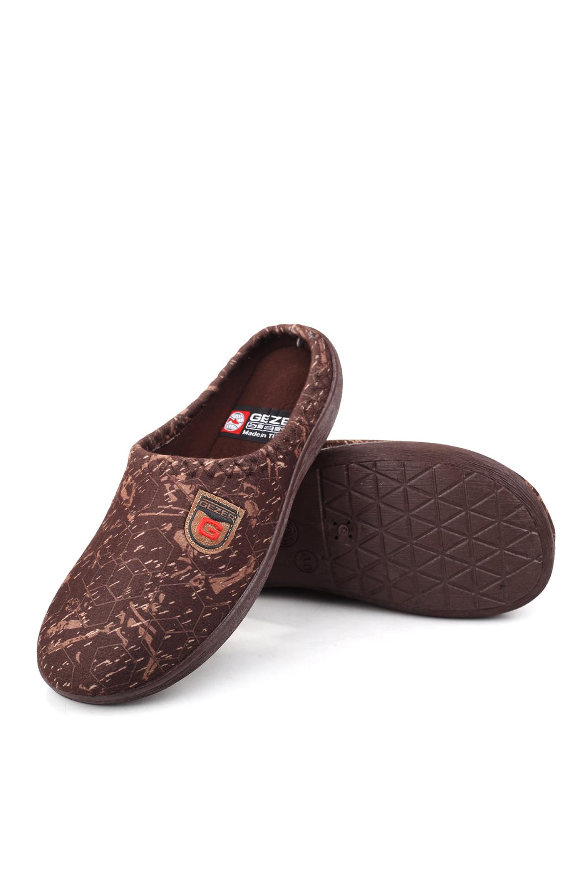 15902 Erkek Günlük Kahverengi Kışlık Halı Misafir Terliği - Görsel 6