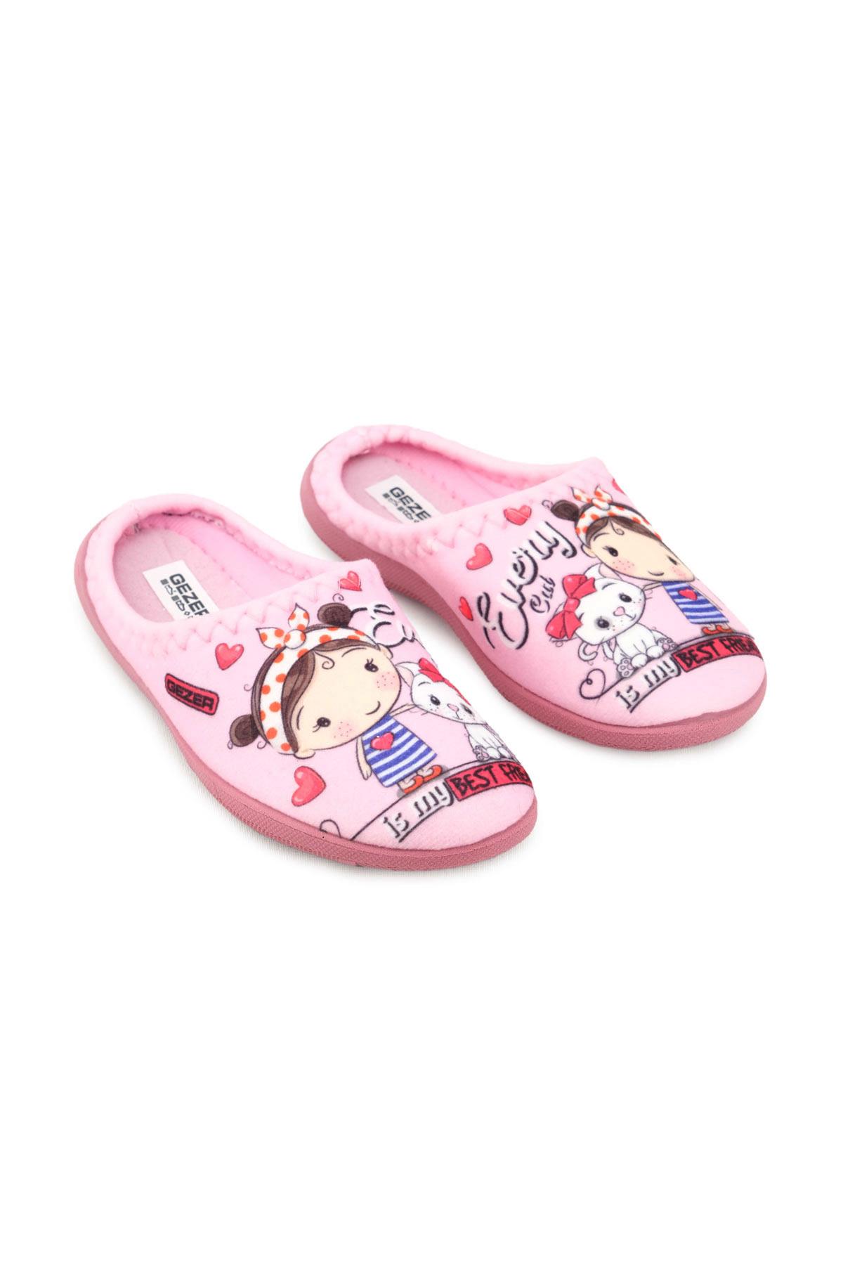 Kedi Desenli Kışlık Rahat Taban Kız Çocuk Ev Halı Terliği - Görsel 4
