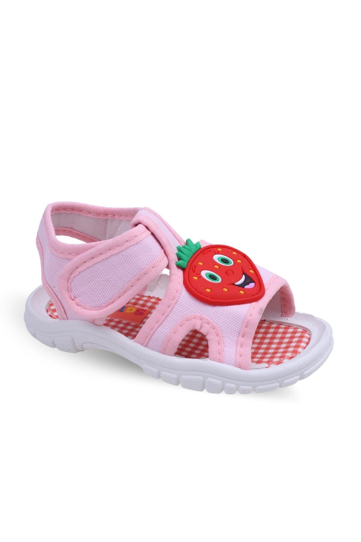 Kids Çilek Desen Rahat Taban Günlük Kız Çocuk Sandalet - Görsel 2
