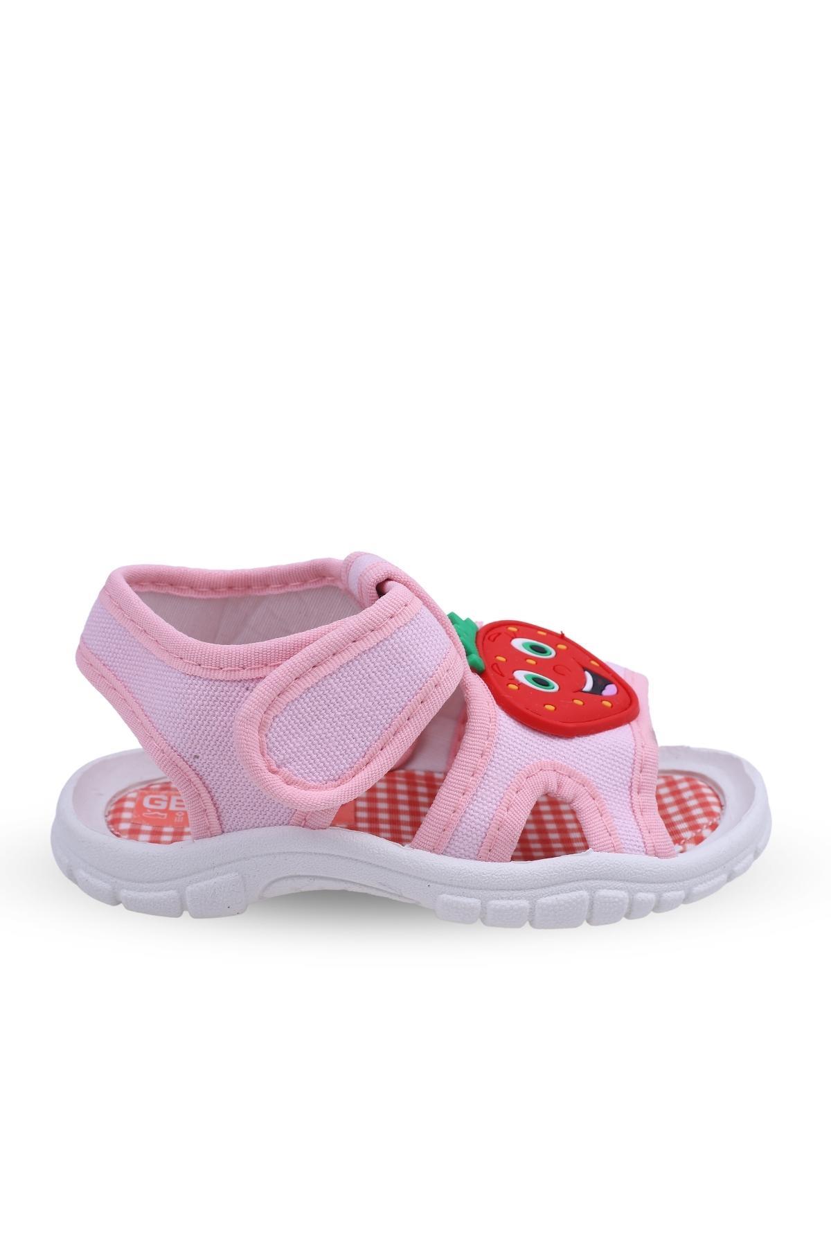 Kids Çilek Desen Rahat Taban Günlük Kız Çocuk Sandalet - Görsel 3