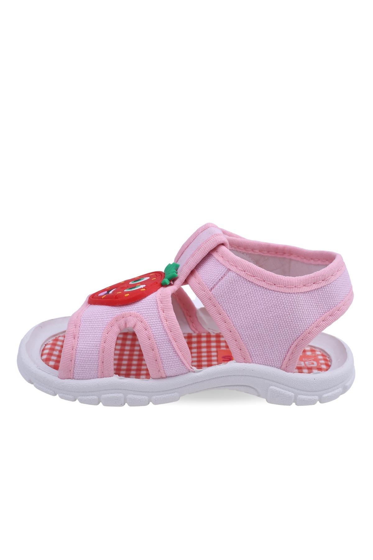 Kids Çilek Desen Rahat Taban Günlük Kız Çocuk Sandalet - Görsel 4