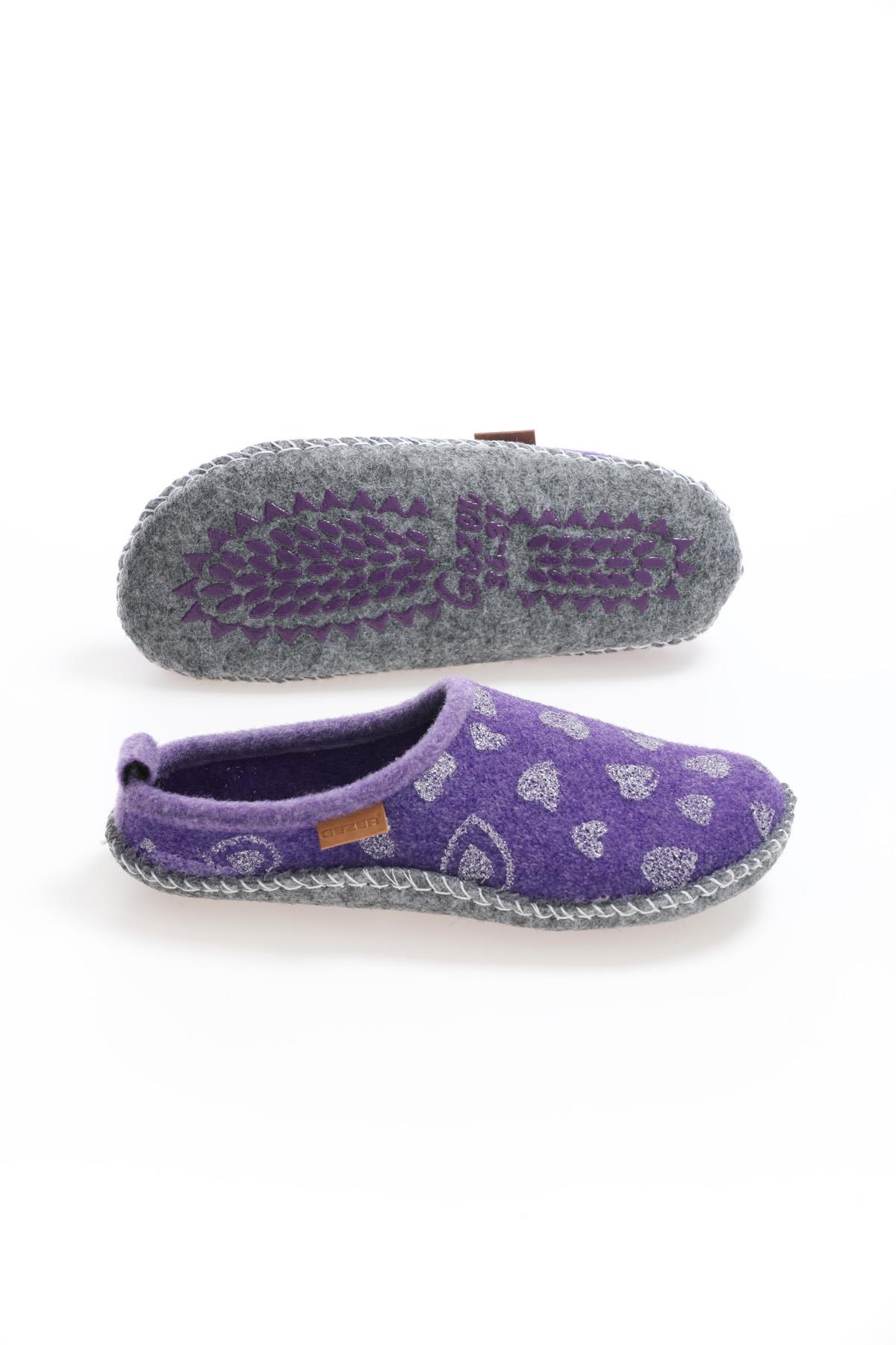 12940 Kadın Keçe Kumaş Sessiz Taban Ev-Halı Terliği - Görsel 5